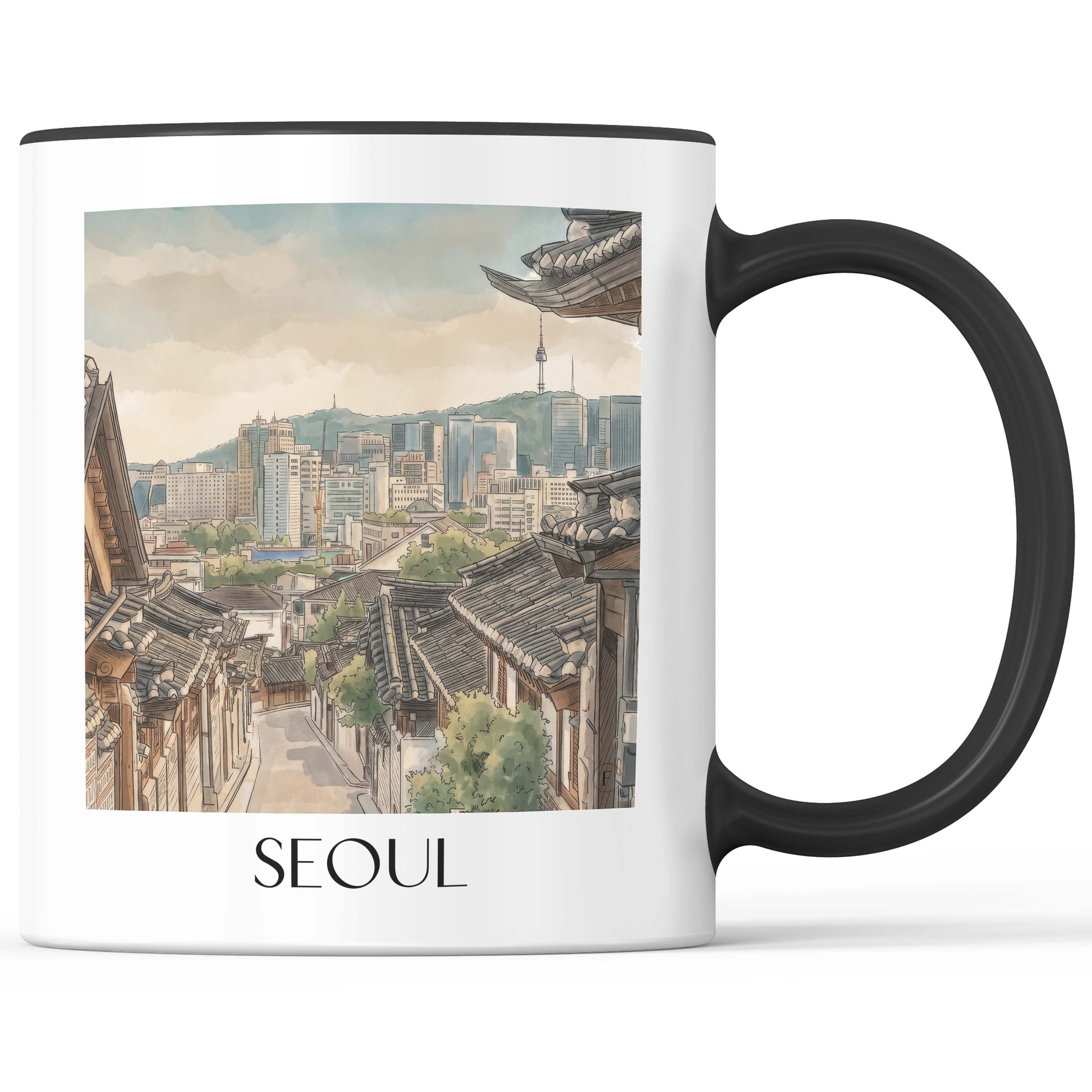 seoul-südkorea-kaffeebecher-aquarell