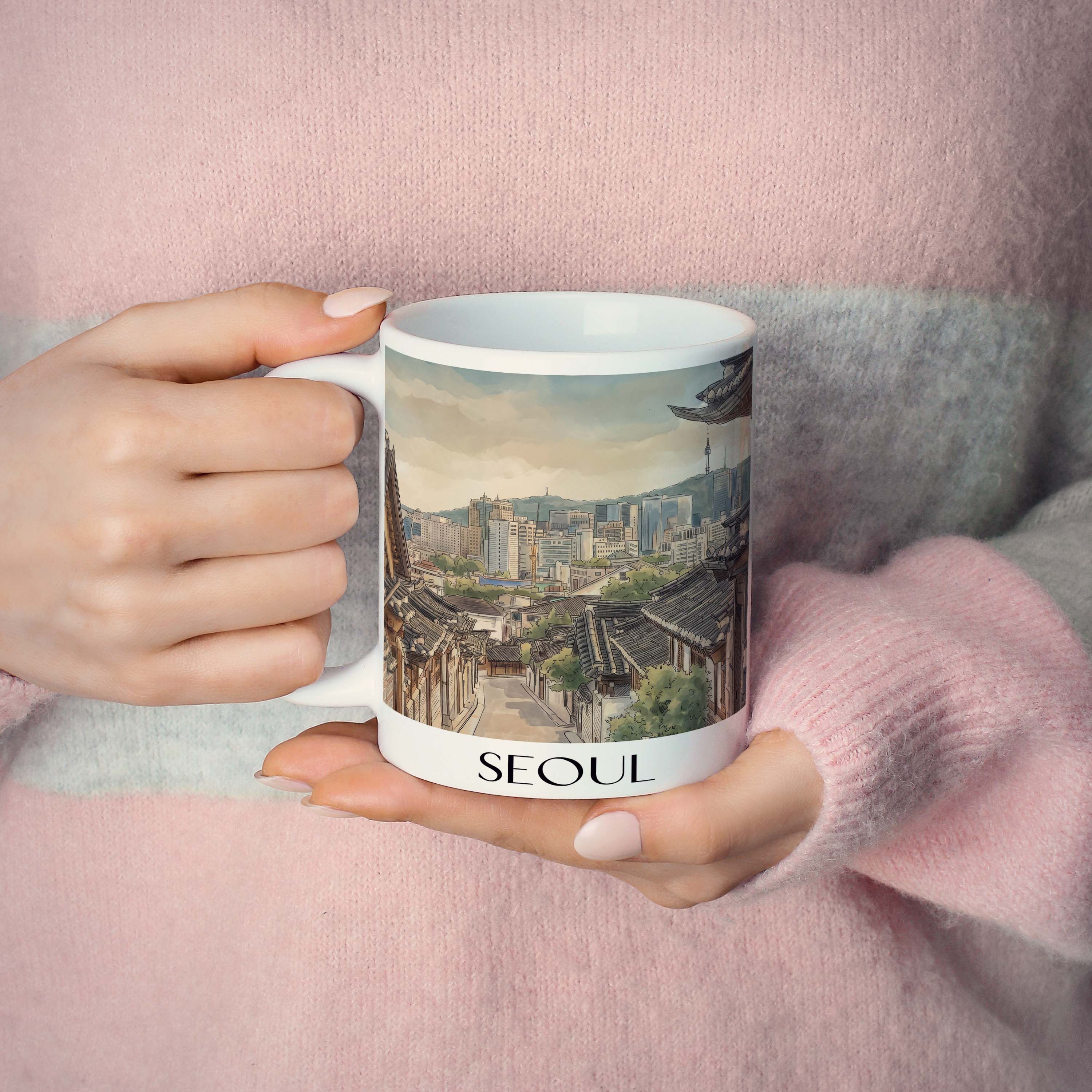 seoul-südkorea-kaffeebecher-aquarell