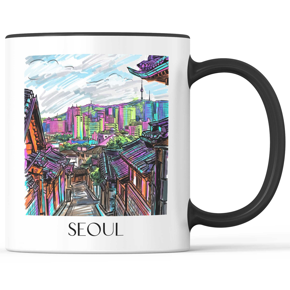 Seoul - Südkorea Becher - Kaffeetasse im Tag Graffiti Stil - favplace