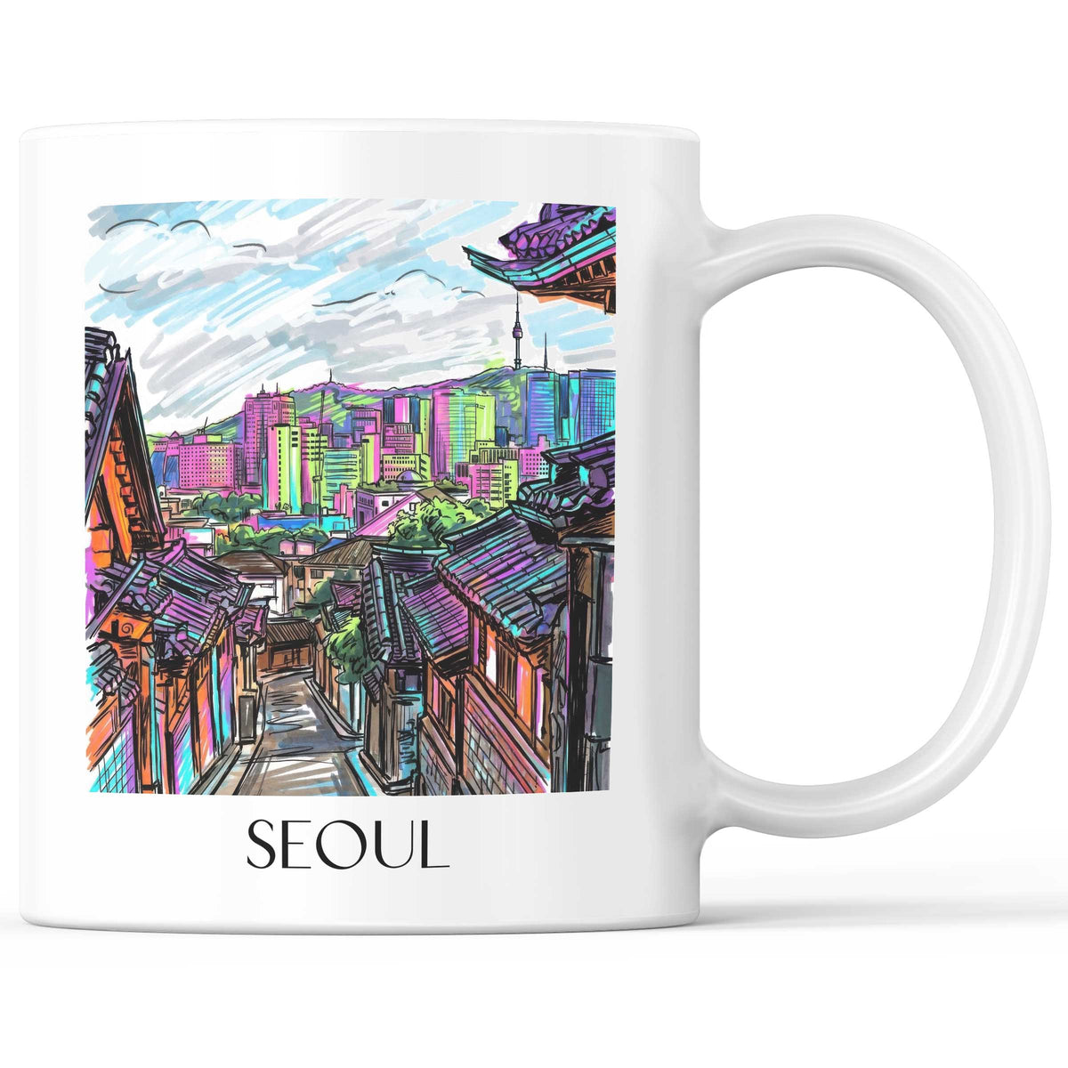 Seoul - Südkorea Becher - Kaffeetasse im Tag Graffiti Stil - favplace