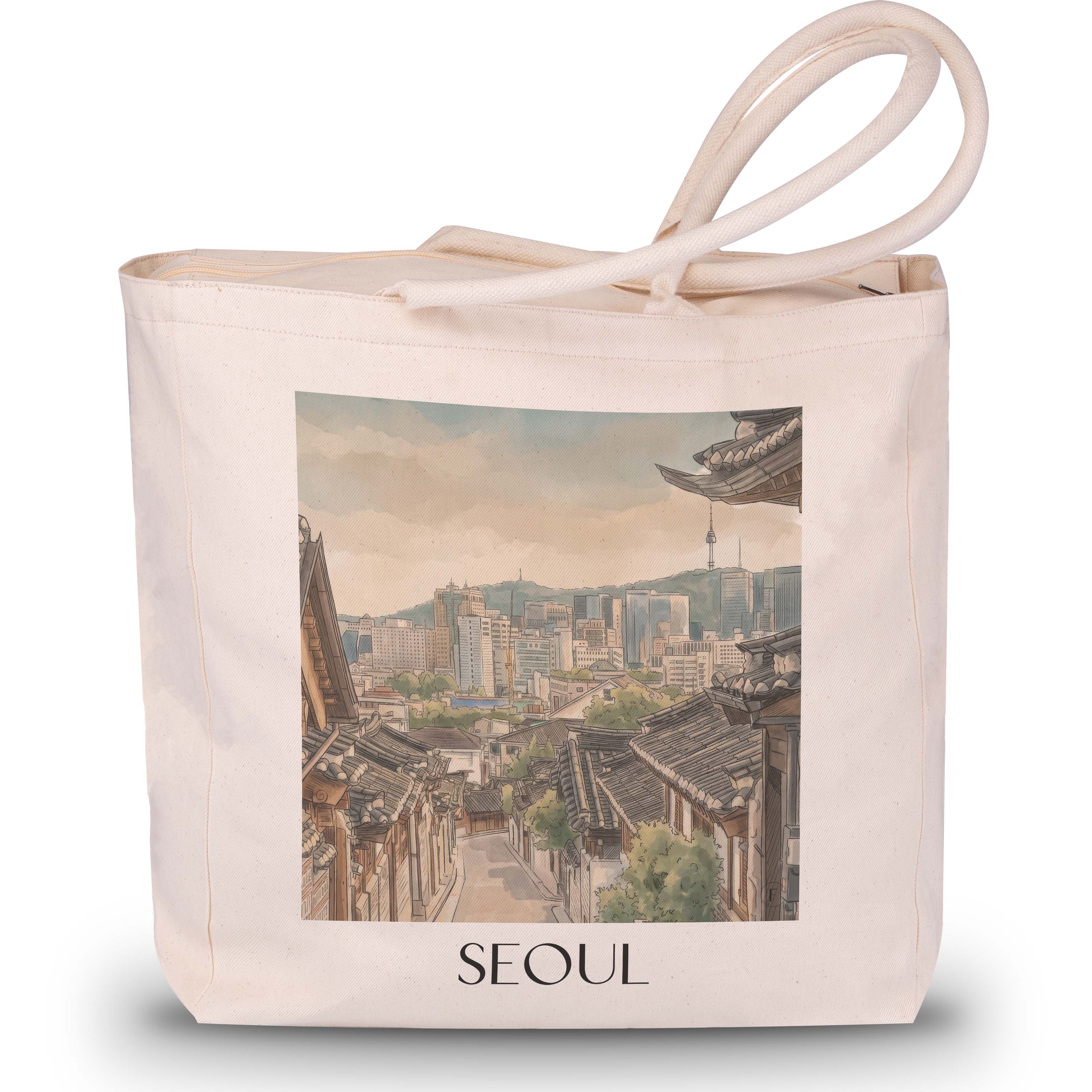 seoul-südkorea-einkaufstasche-aquarell