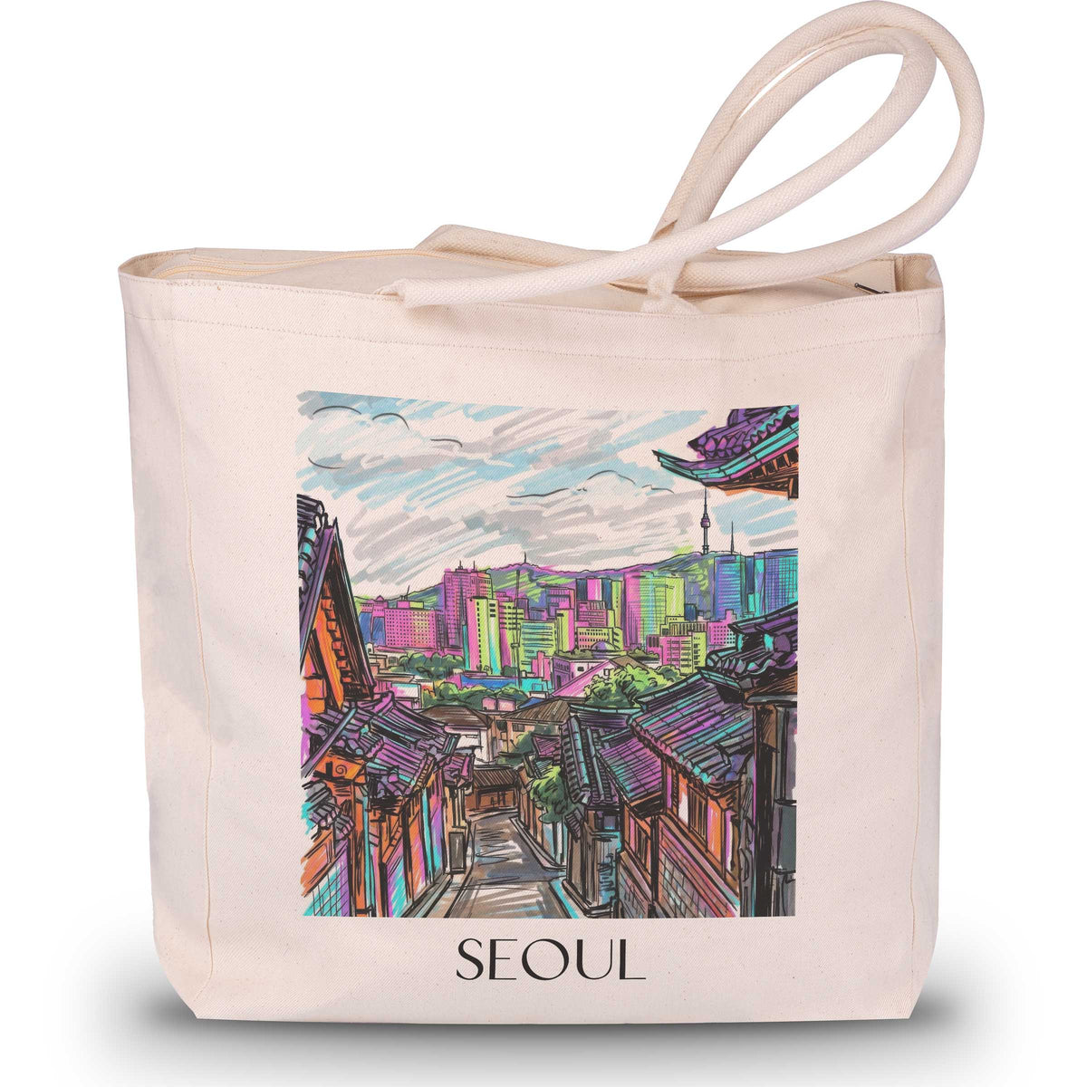 Seoul - Südkorea Tote Bag - Einkaufstasche im Tag Graffiti Stil - favplace