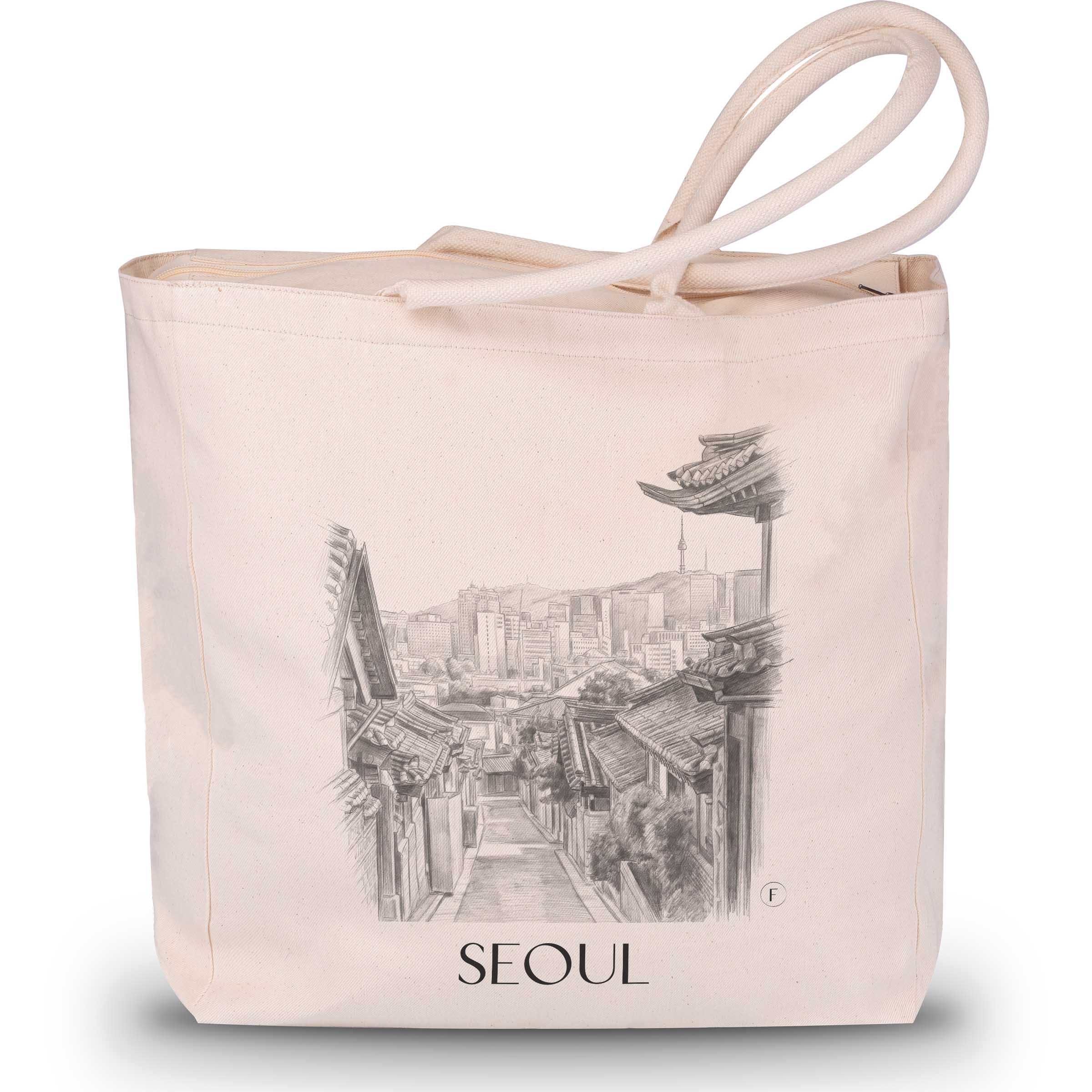 seoul-südkorea-einkaufstasche-bleistift-zeichnung-drawing
