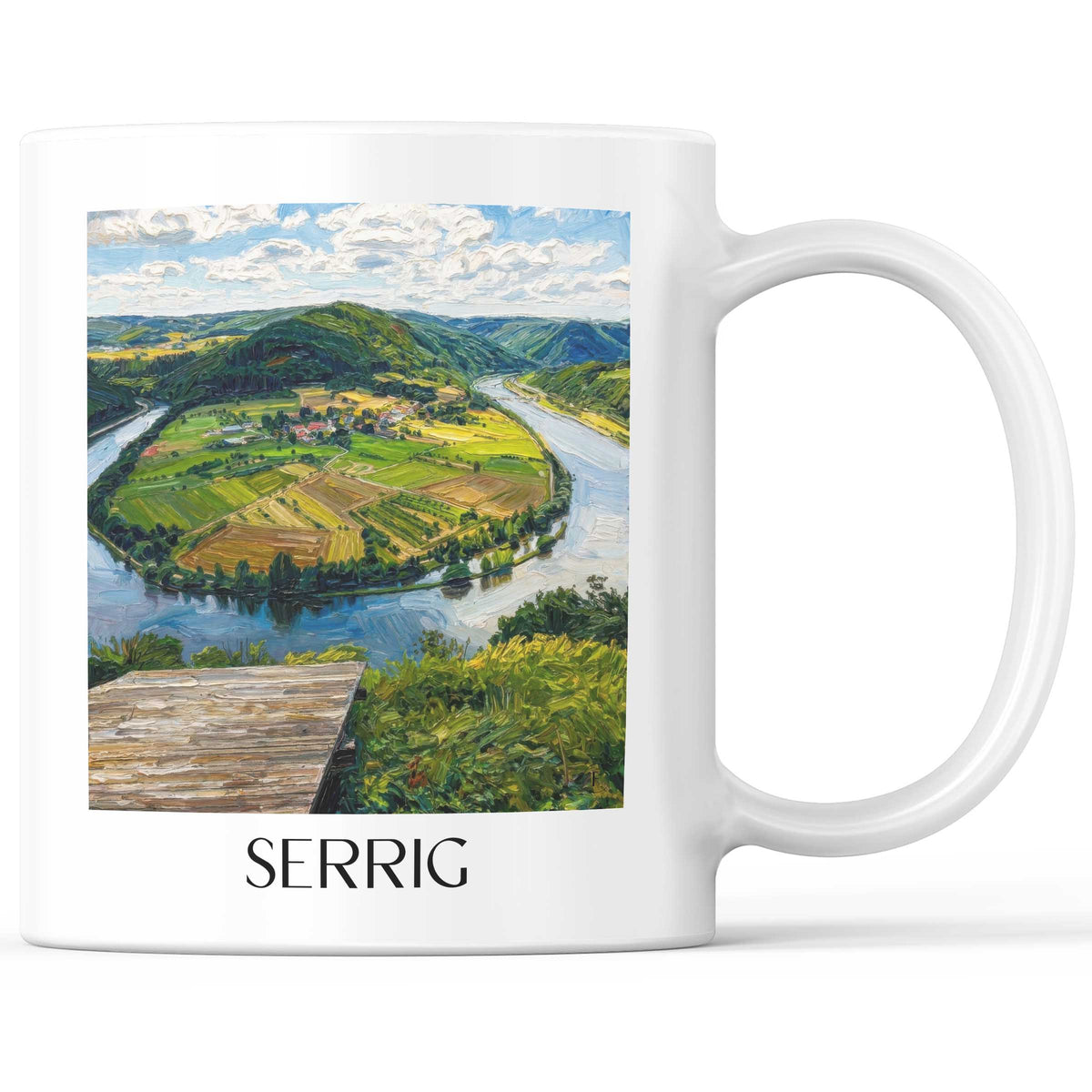 Serrig Kaffeebecher - Saartal - Deutschland Becher - Kaffeetasse im Ölgemälde Stil - favplace