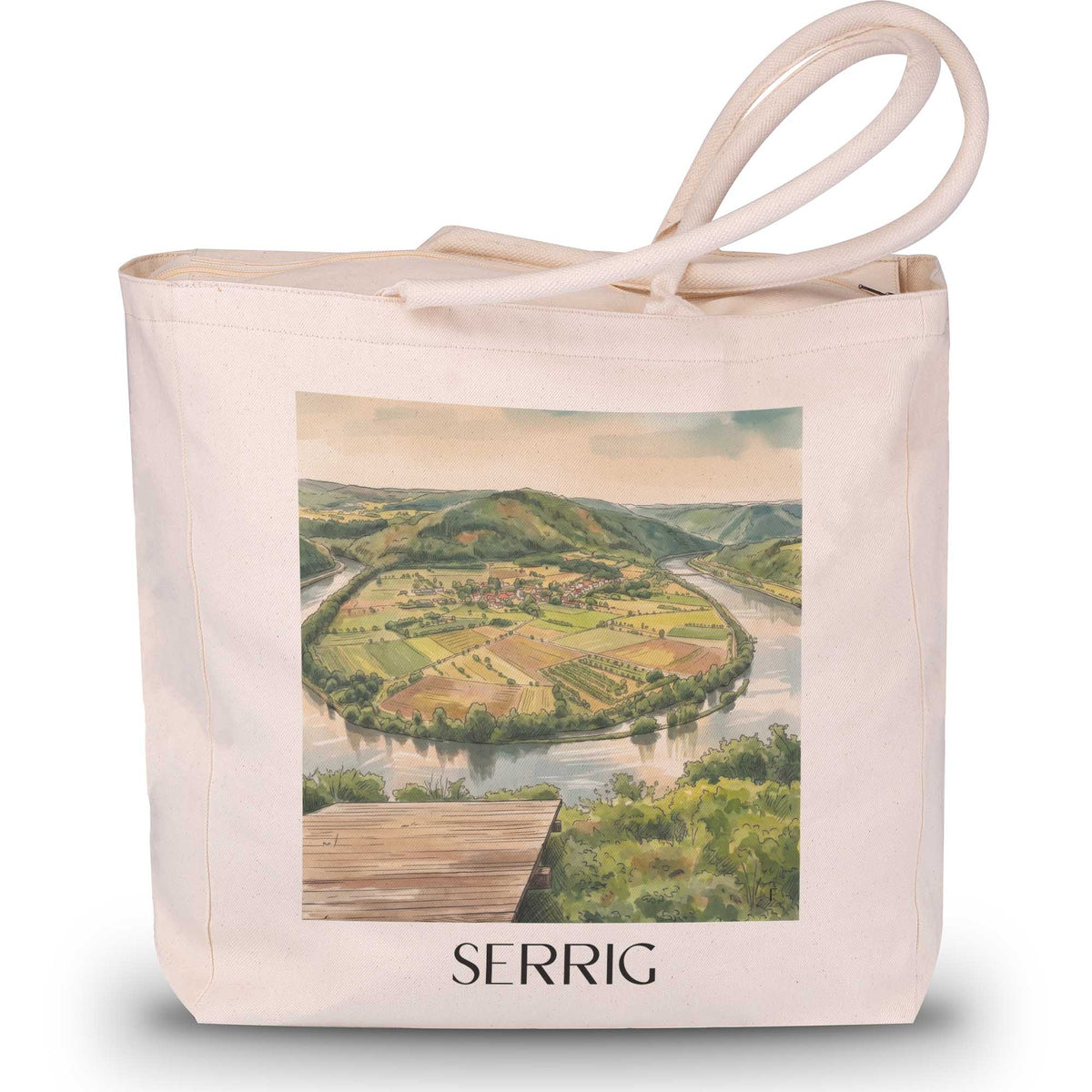Serrig Shopping Tasche - Saartal - Deutschland Tote Bag - Einkaufstasche im Aquarell Stil - favplace