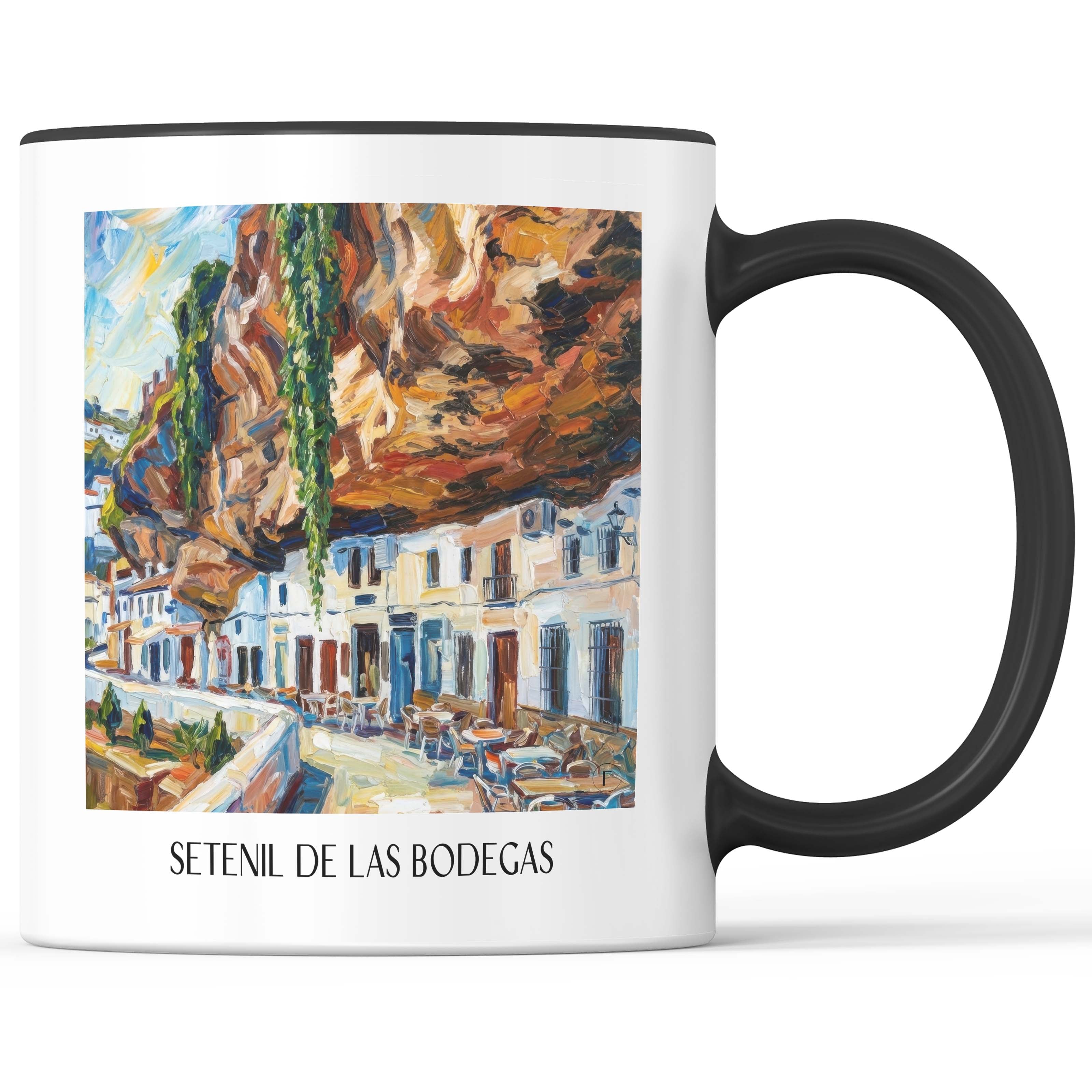 Setenil de las Bodegas Kaffeebecher - Spanien - Spanien Becher - Kaffeetasse im Ölgemälde Stil - favplace