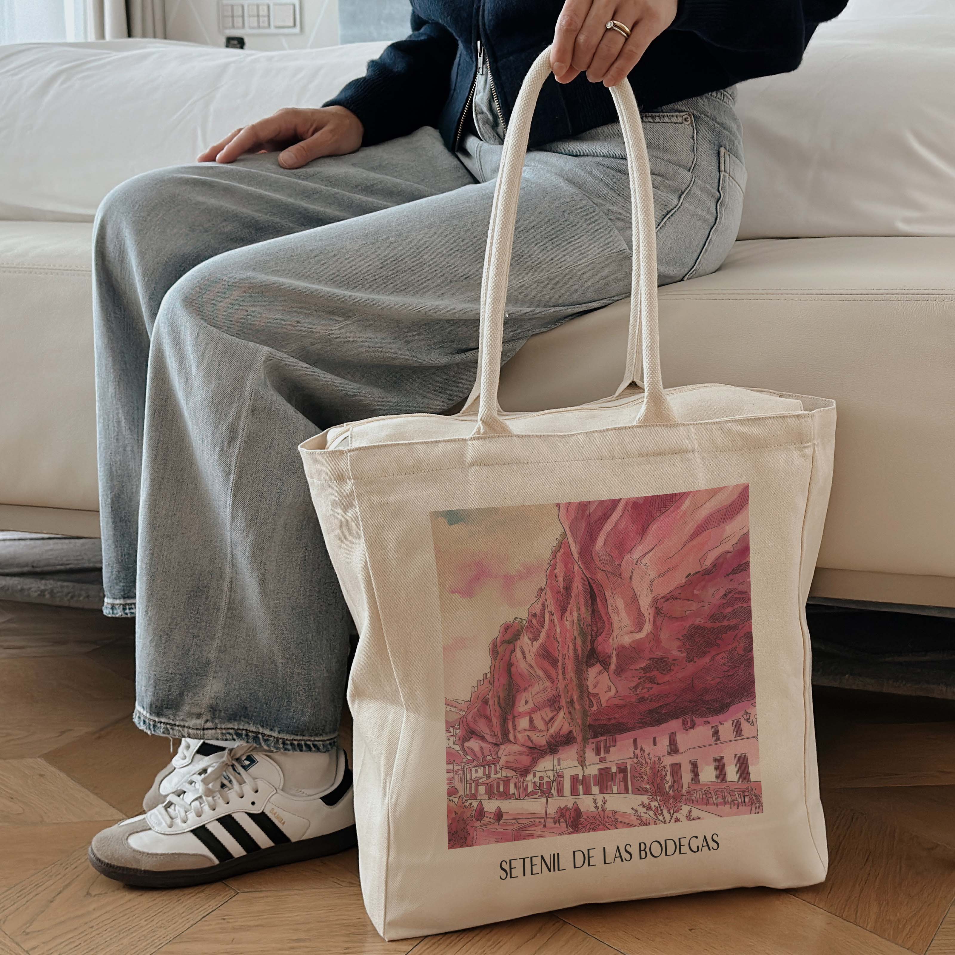 setenil-de-las-bodegas-spanien-spanien-einkaufstasche-aquarell-pink-rosa