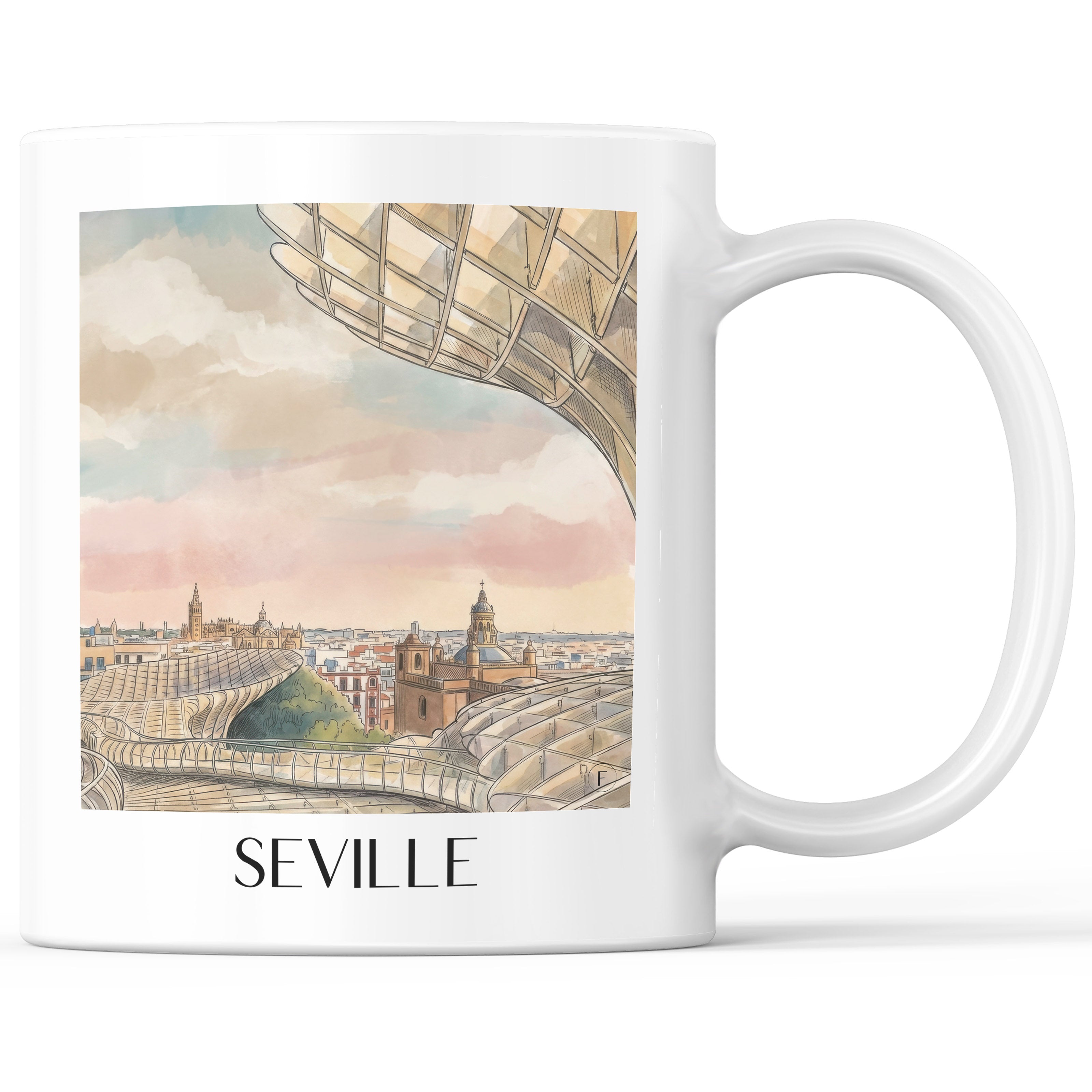 Sevilla Kaffeebecher - Spanien - Spanien Becher - Kaffeetasse im Aquarell Stil - favplace