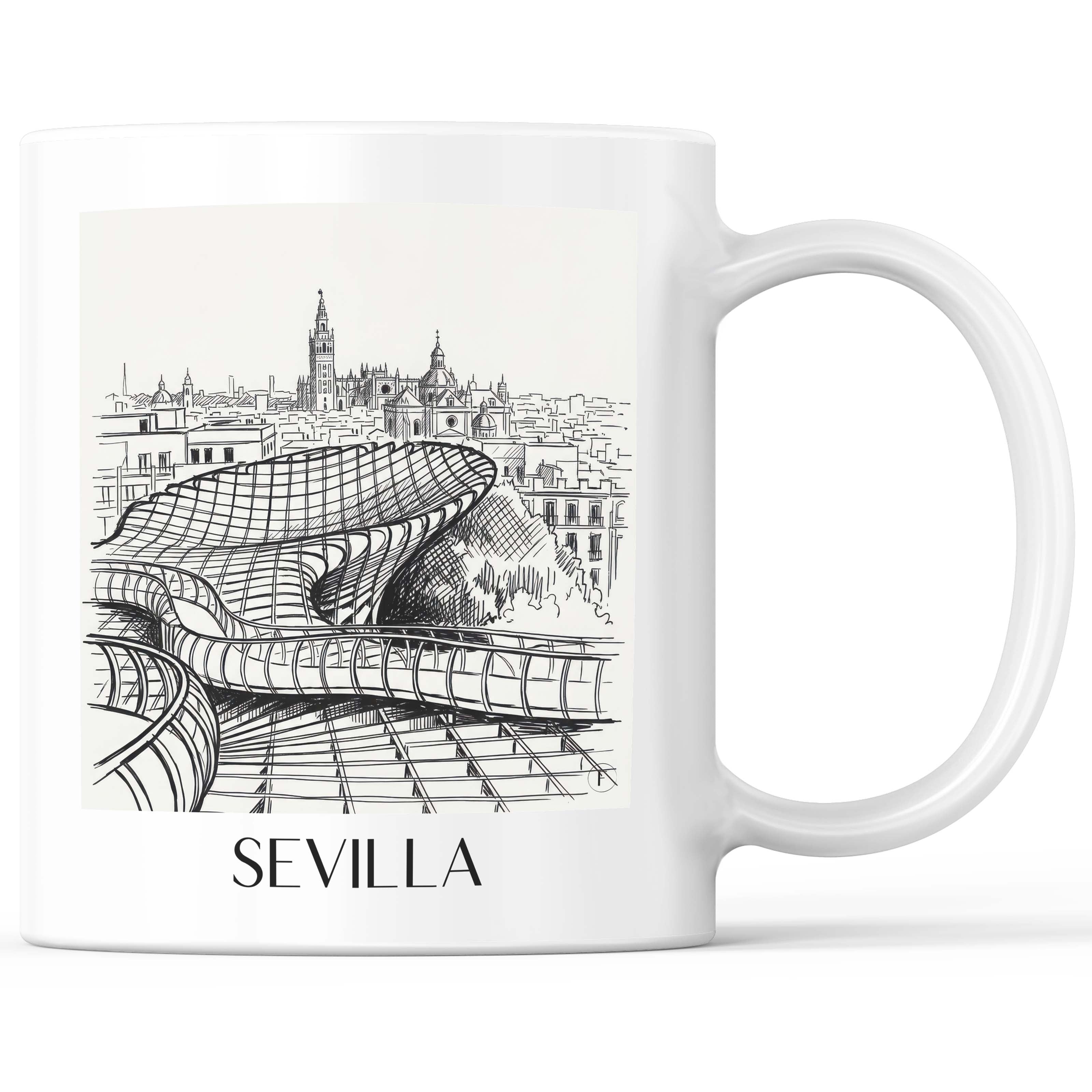 Sevilla Kaffeebecher - Spanien - Spanien Becher - Kaffeetasse im Skizze Stil - favplace