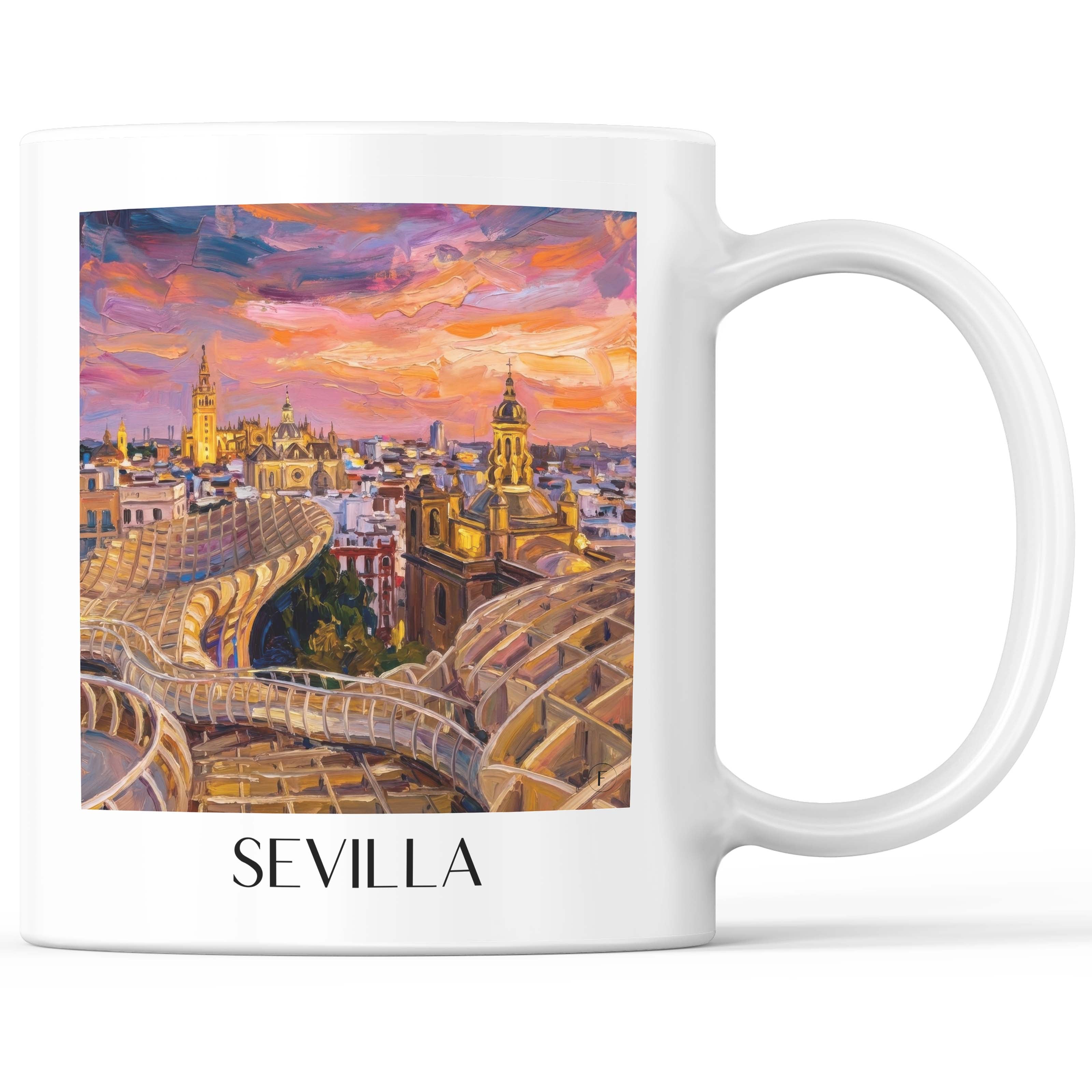 Sevilla Kaffeebecher - Spanien - Spanien Becher - Kaffeetasse im Ölgemälde Stil - favplace