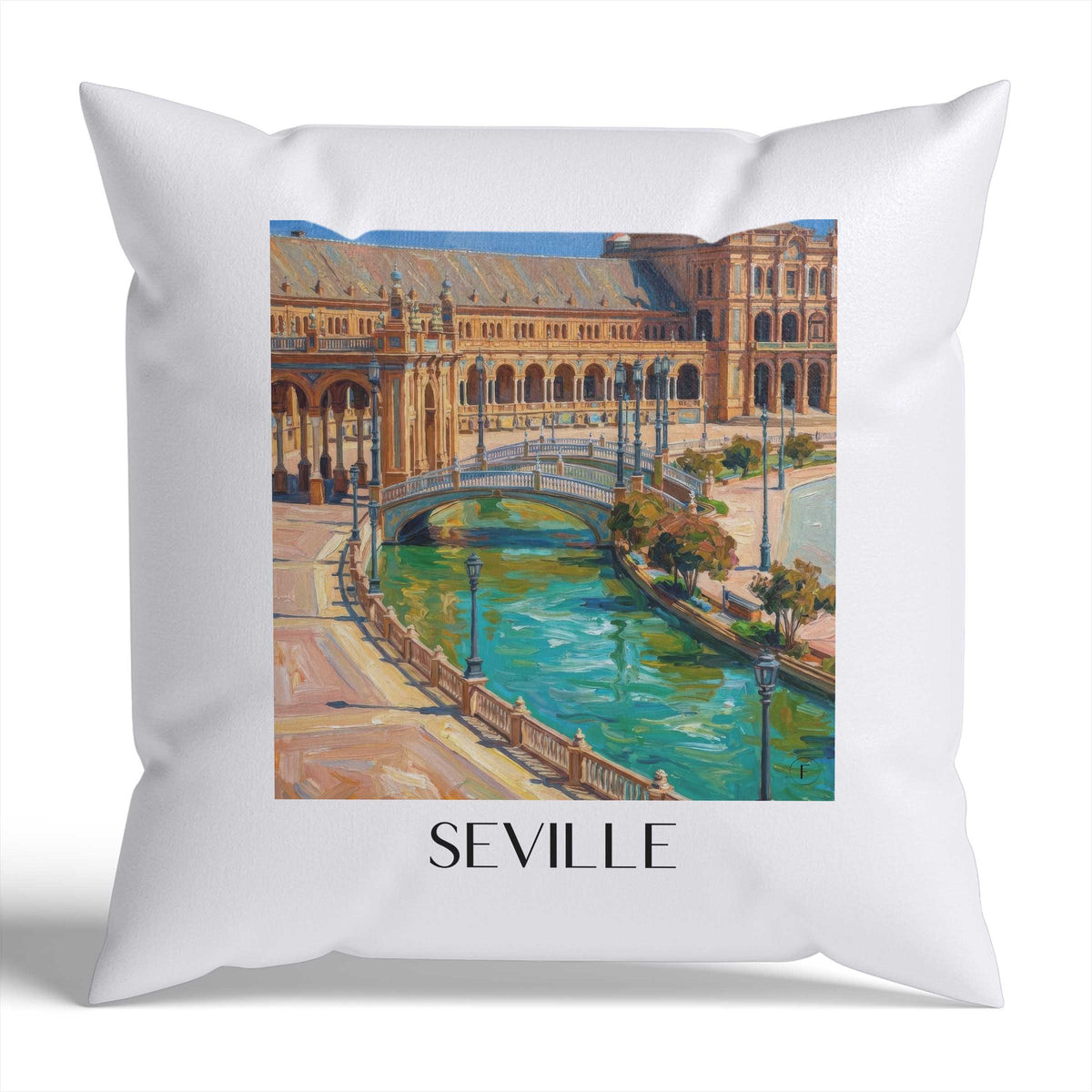 Sevilla Kissenhülle - Zierkissen Bezug - Spanien - Spanien Kissen bzw. Kissenbezug im Ölgemälde Stil - favplace