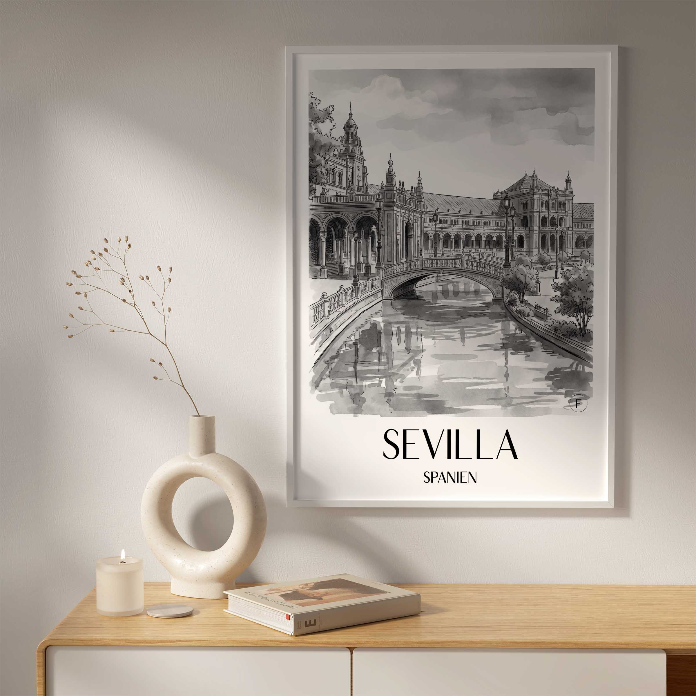 sevilla-spanien-poster-aquarell-schwarz-weiss