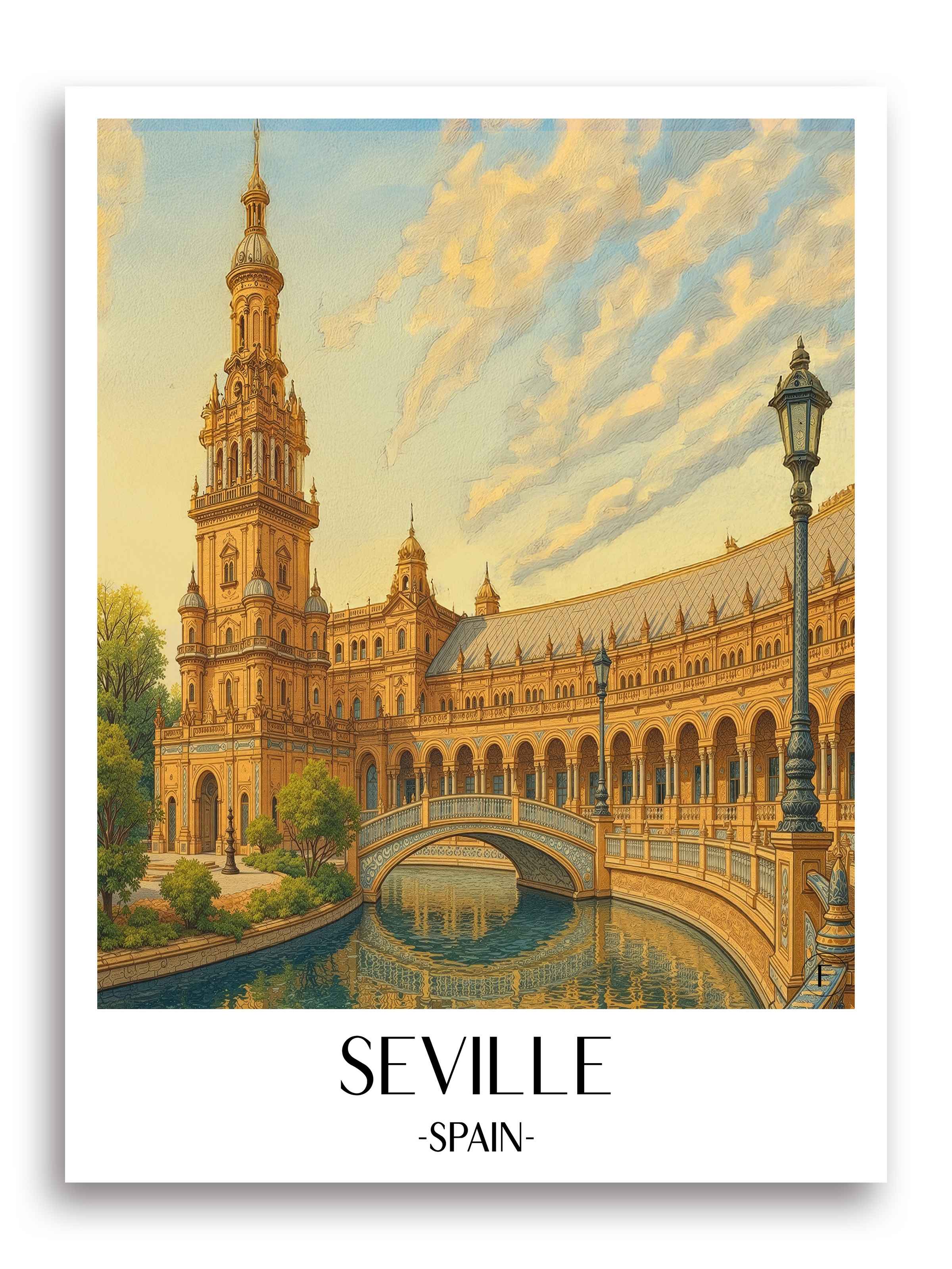 Sevilla Poster - Spanien Kunstdruck - Aquarell von A4 bis A1 - favplace