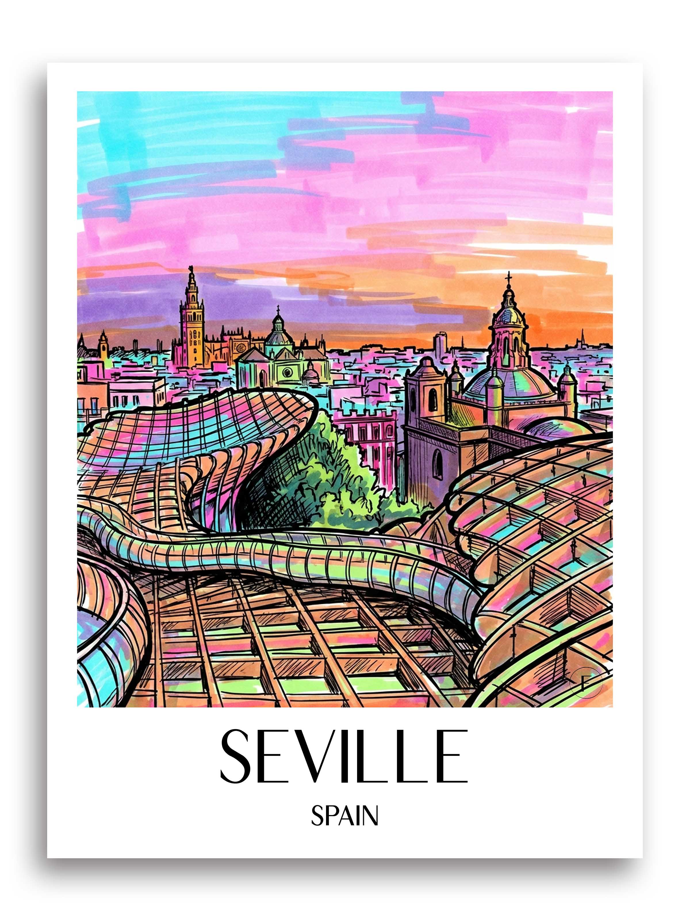 Sevilla Poster - Spanien - Spanien Kunstdruck - Tag Graffiti von A4 bis A1 - favplace