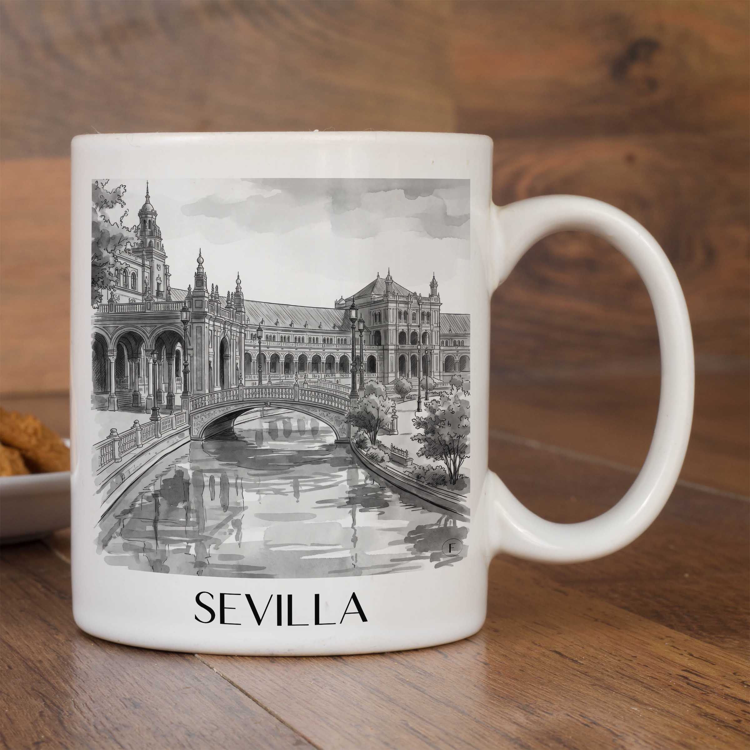 sevilla-spanien-kaffeebecher-aquarell-schwarz-weiss