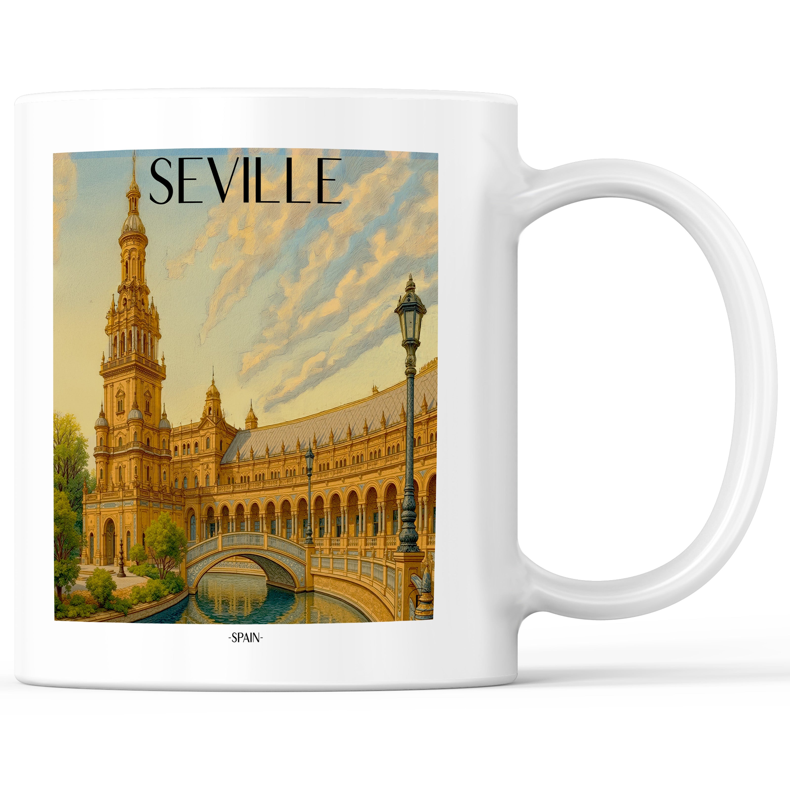 Sevilla - Spanien Becher - Kaffeetasse im Aquarell Stil - favplace