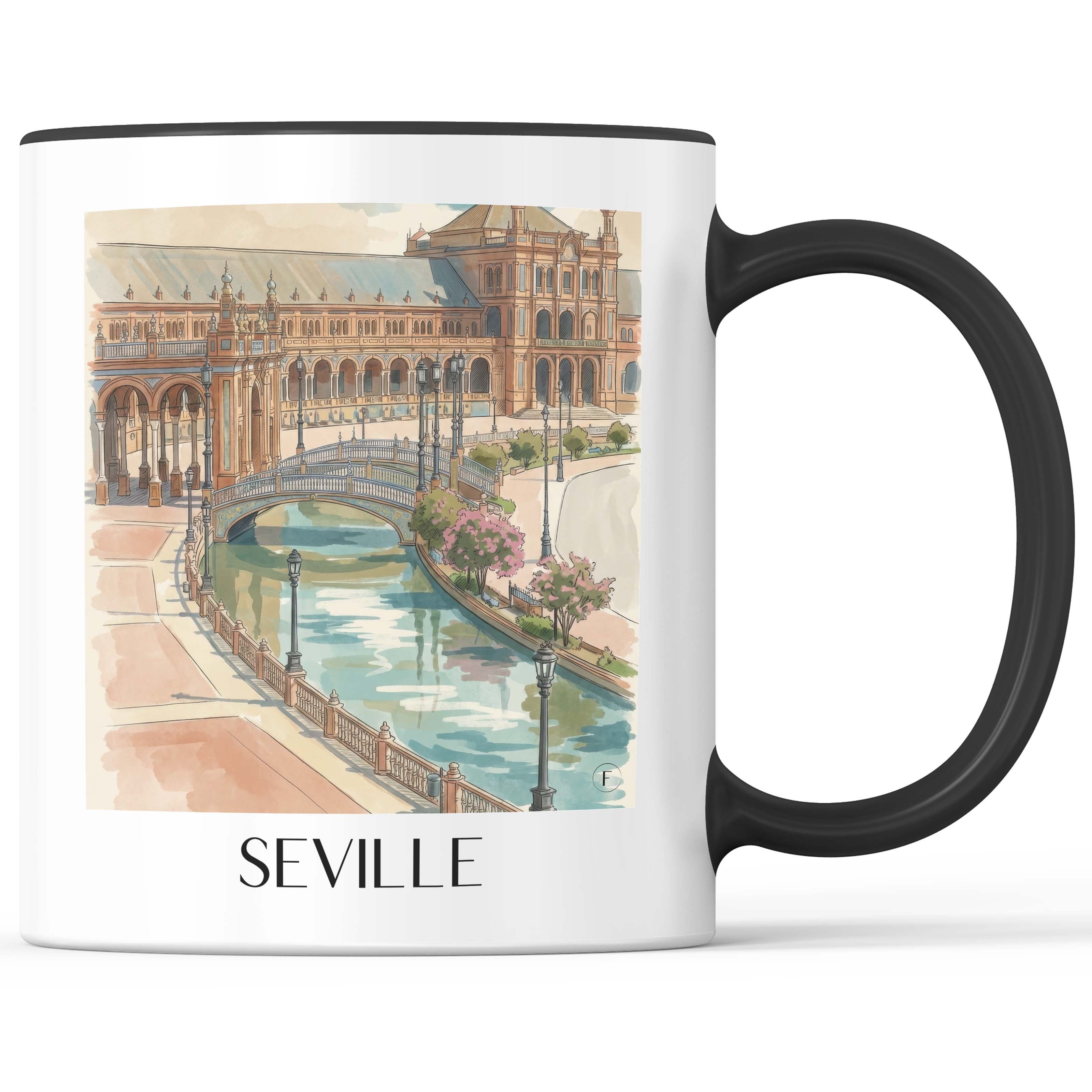 Sevilla - Spanien Becher - Kaffeetasse im Aquarell Stil - favplace