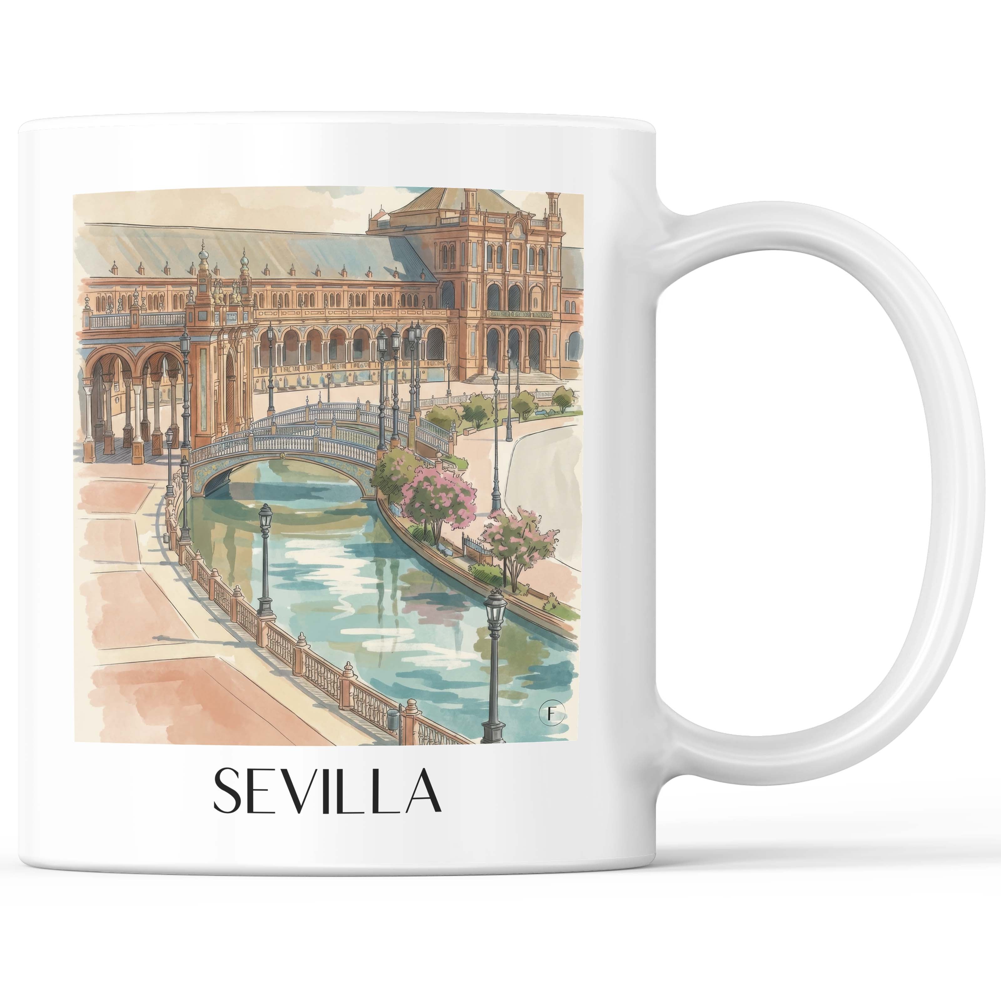 Sevilla - Spanien Becher - Kaffeetasse im Aquarell Stil - favplace