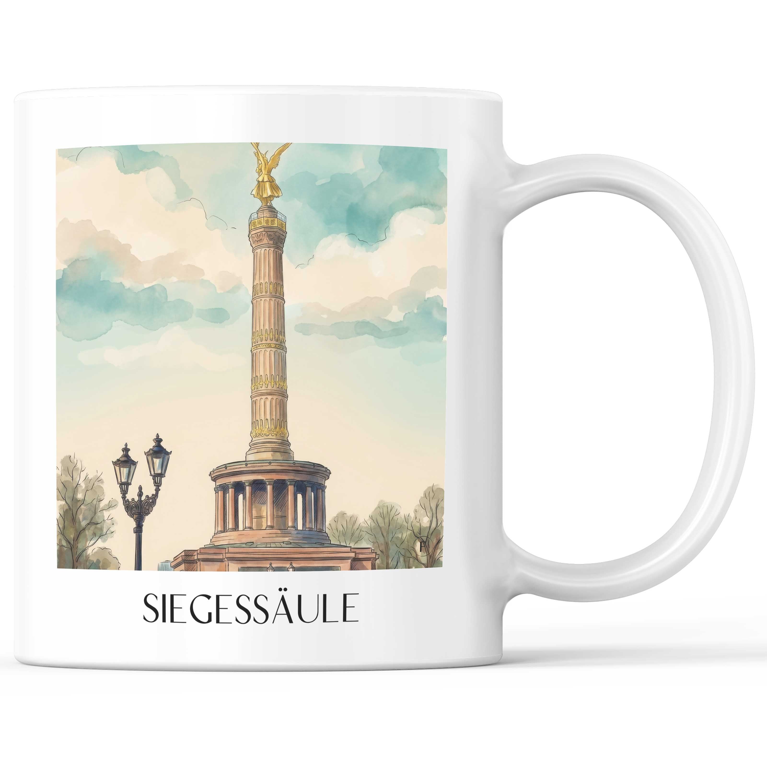 Siegessäule Kaffeebecher - Berlin - Deutschland Becher - Kaffeetasse im Aquarell Stil - favplace