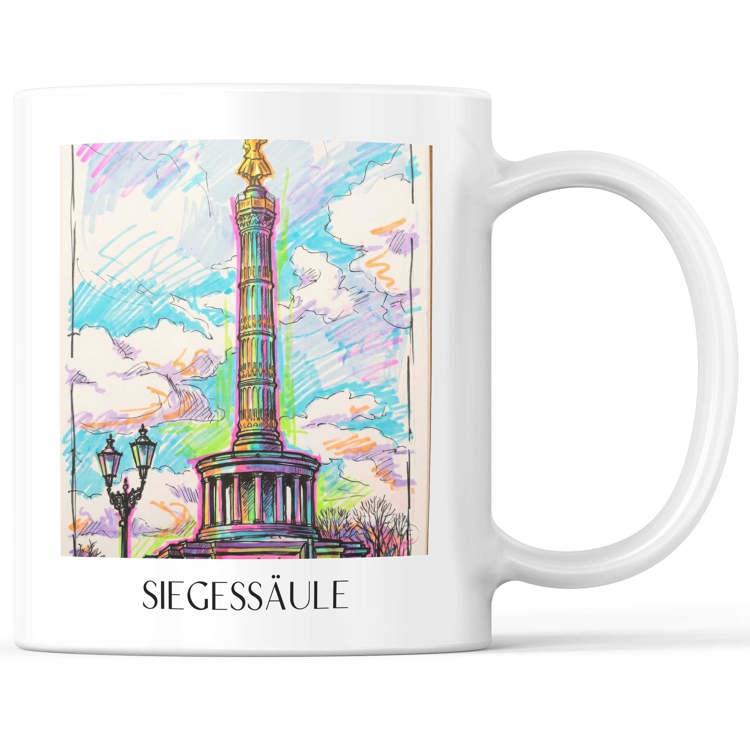 Siegessäule Kaffeebecher - Berlin - Deutschland Becher - Kaffeetasse im Tag Graffiti Stil