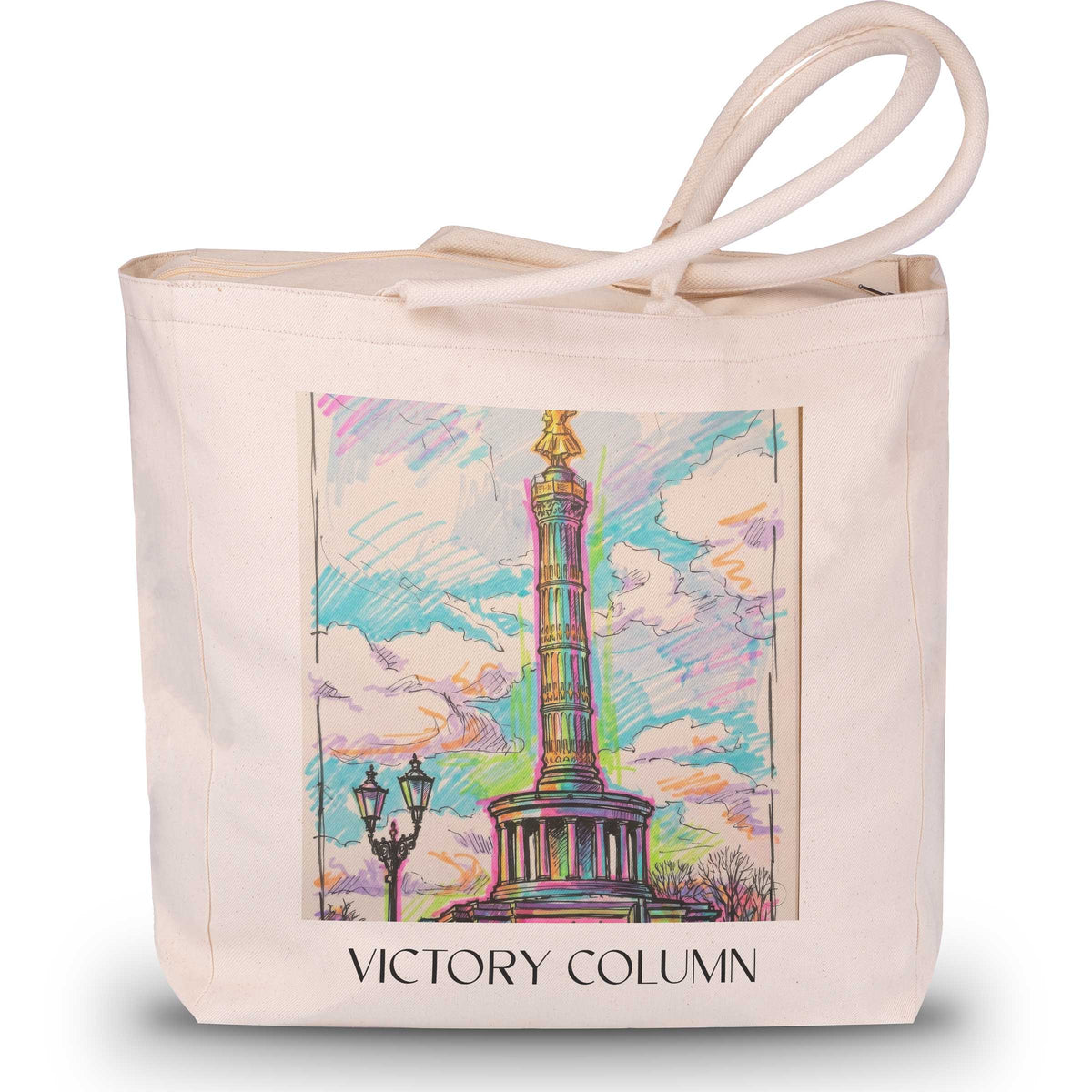 Siegessäule Shopping Tasche - Berlin - Deutschland Tote Bag - Einkaufstasche im Tag Graffiti Stil - favplace