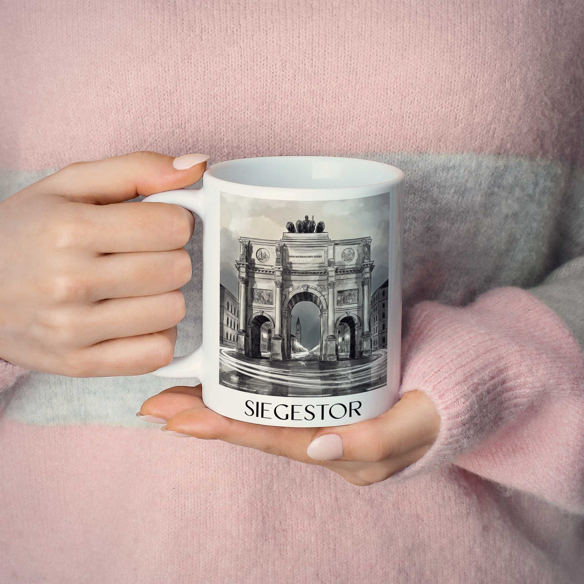 siegestor-münchen-deutschland-kaffeebecher-aquarell-schwarz-weiss