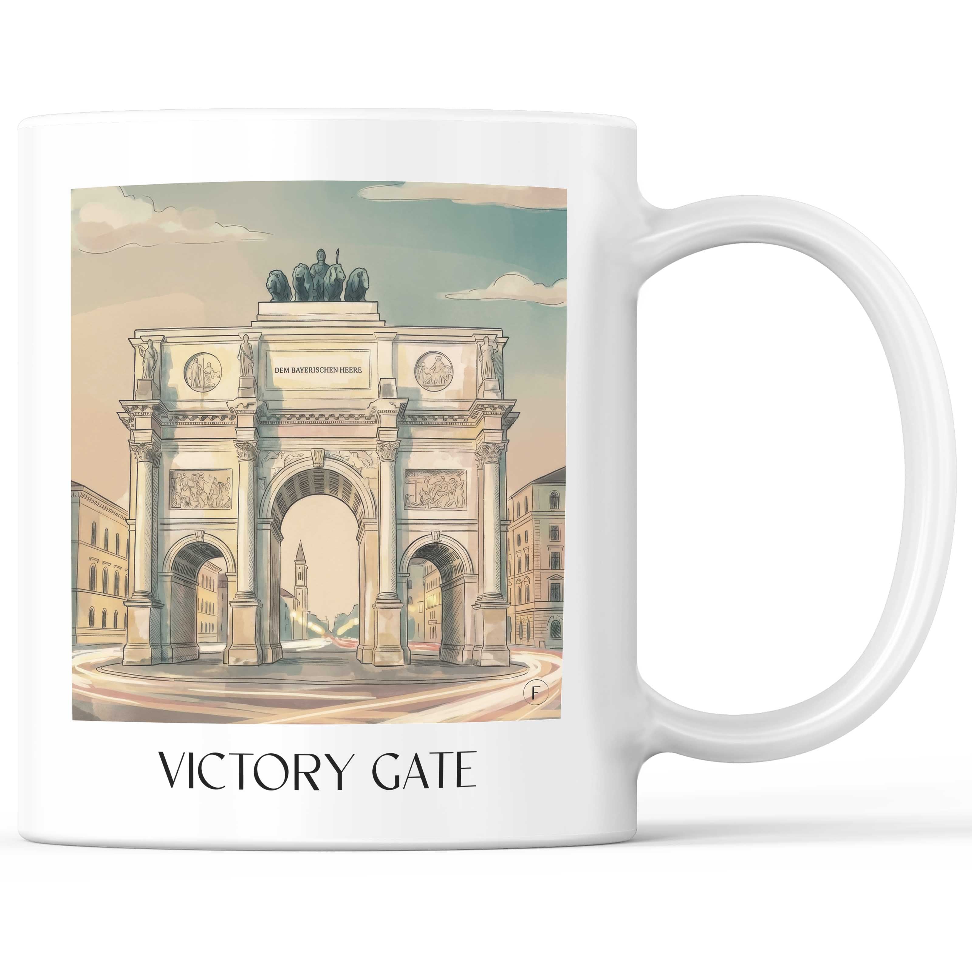 Siegestor Kaffeebecher - München - Deutschland Becher - Kaffeetasse im Aquarell Stil - favplace