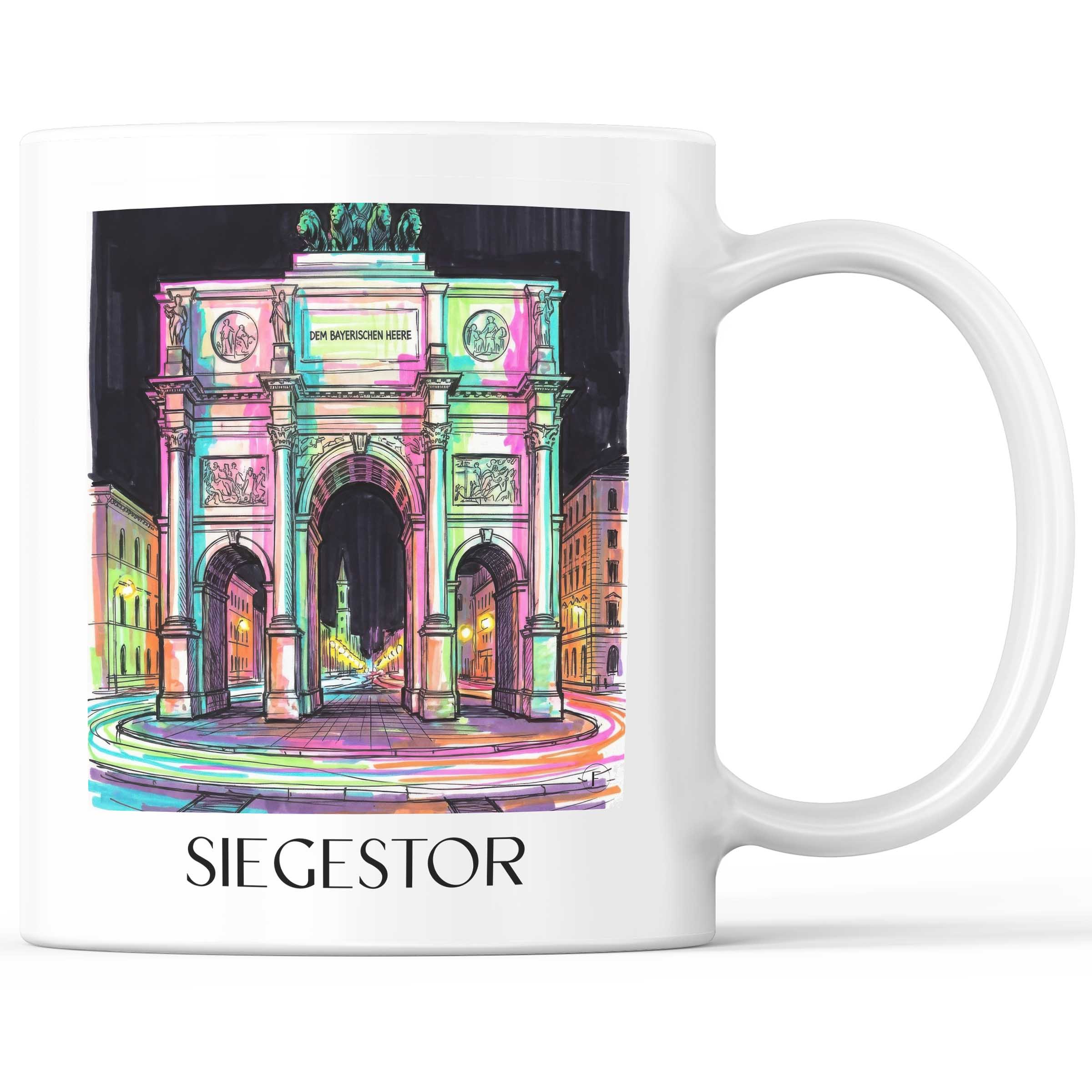 Siegestor Kaffeebecher - München - Deutschland Becher - Kaffeetasse im Tag Graffiti Stil