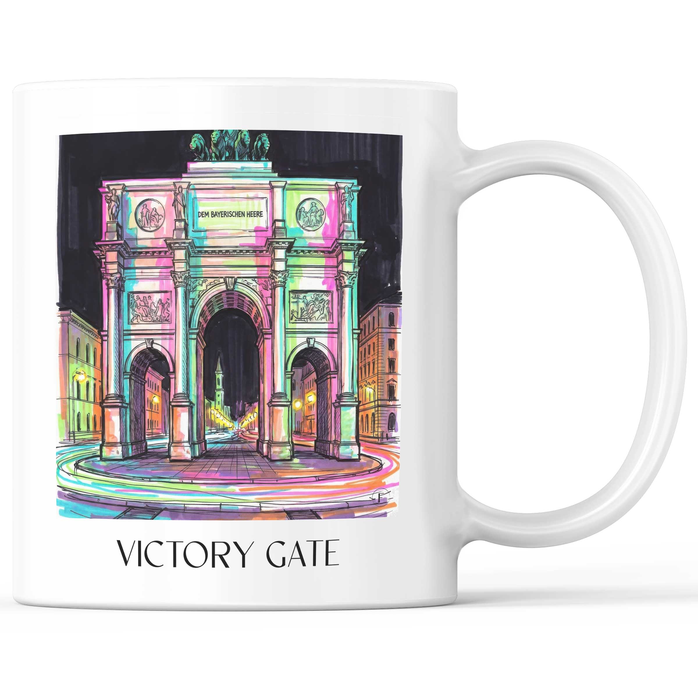 Siegestor Kaffeebecher - München - Deutschland Becher - Kaffeetasse im Tag Graffiti Stil