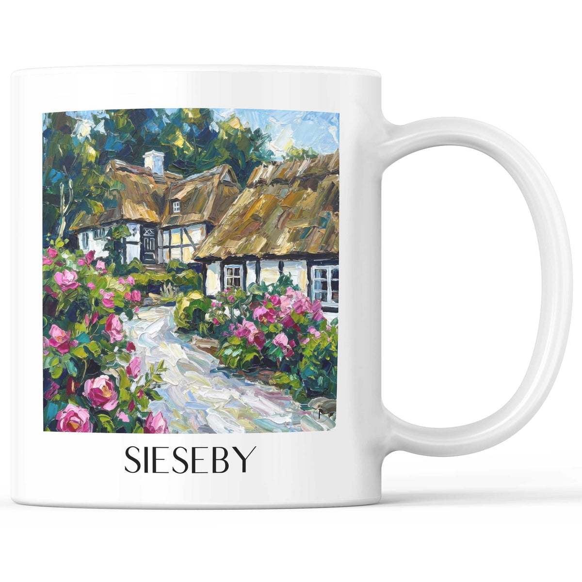 Sieseby Kaffeebecher - Schleswig-Holstein - Deutschland Becher - Kaffeetasse im Ölgemälde Stil - favplace