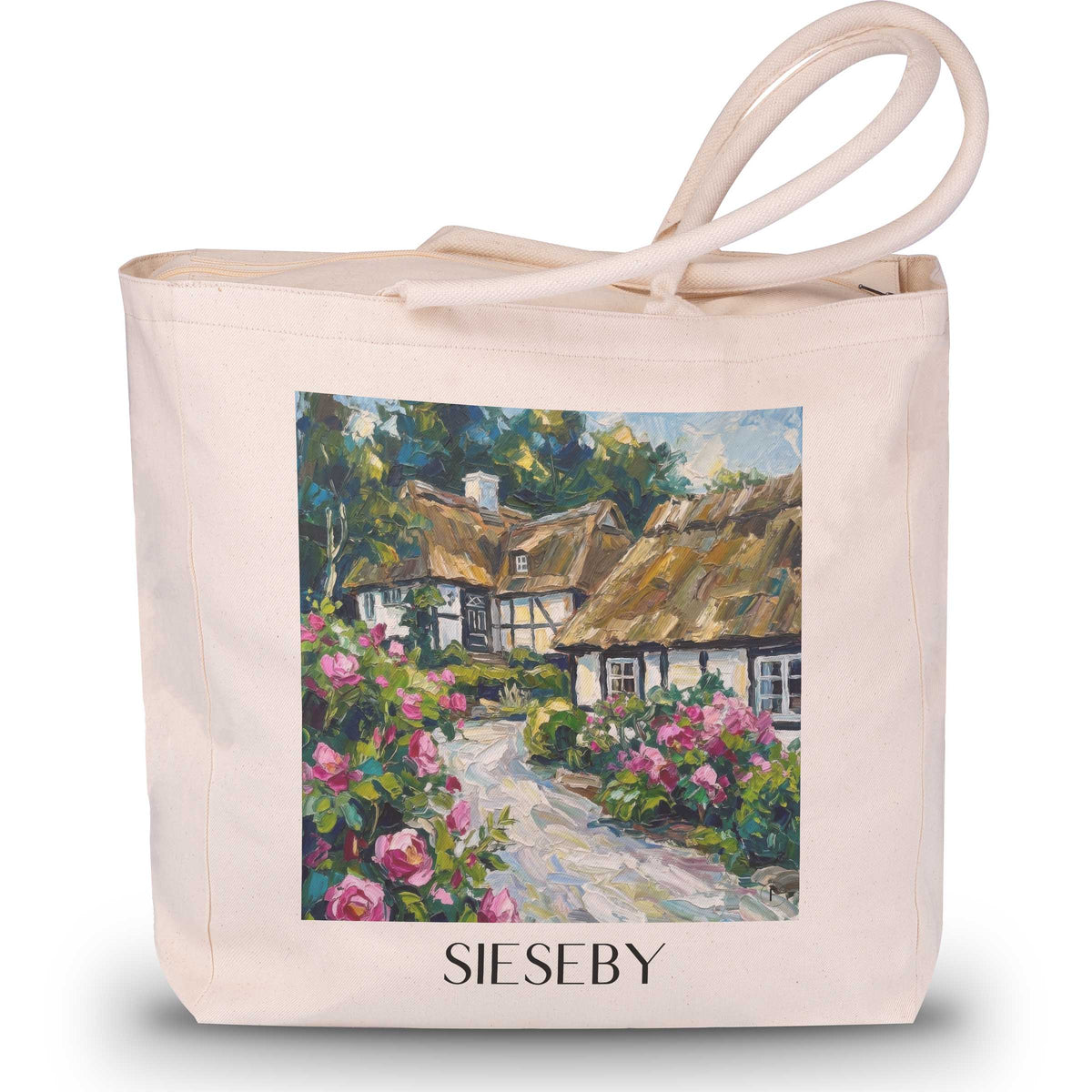 Sieseby Shopping Tasche - Schleswig-Holstein - Deutschland Tote Bag - Einkaufstasche im Ölgemälde Stil - favplace