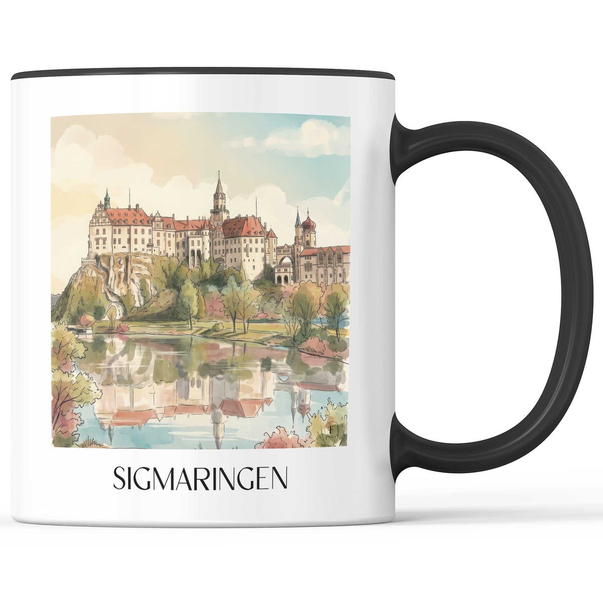 sigmaringen-schwäbische-alb-deutschland-kaffeebecher-aquarell