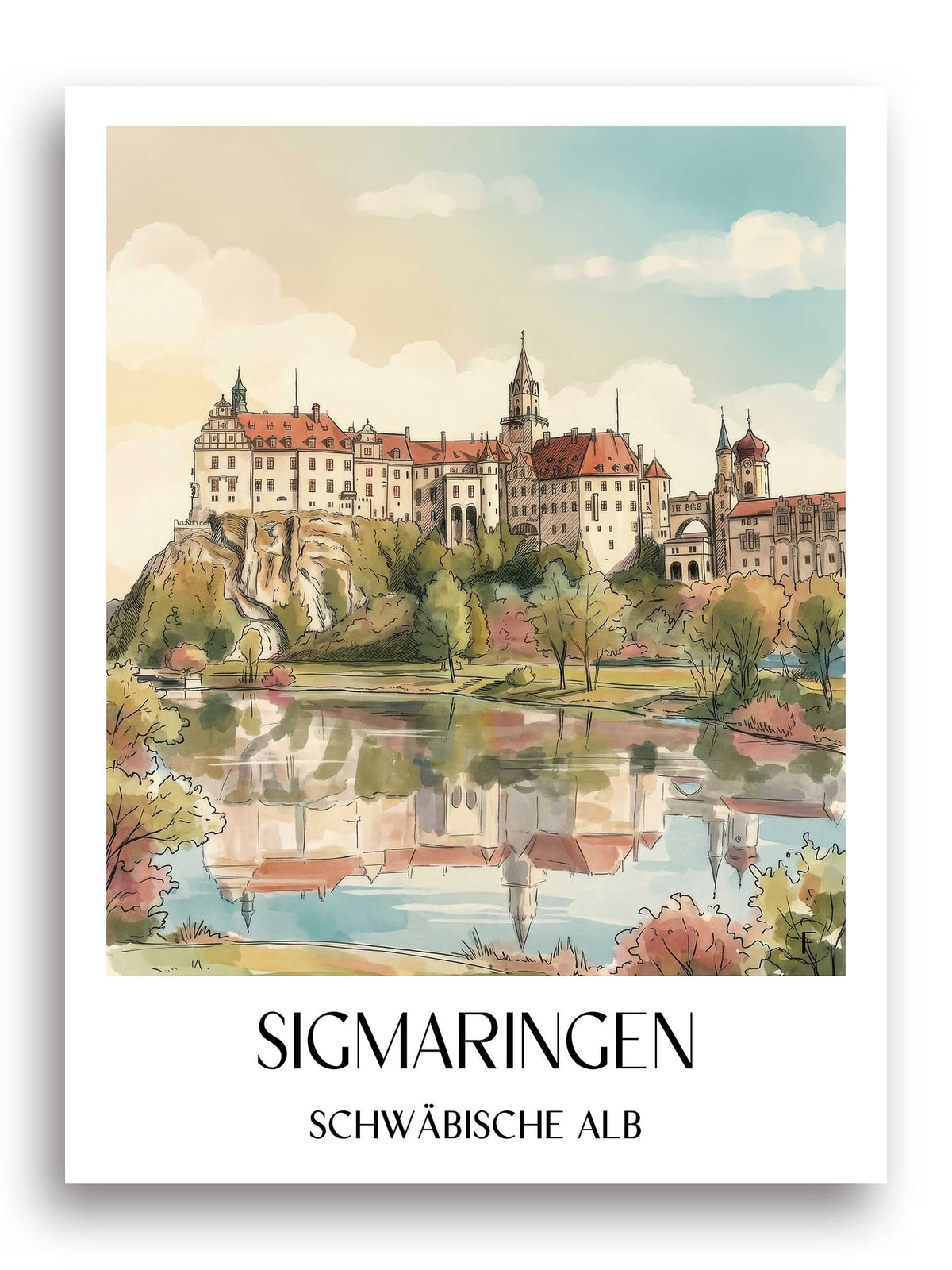sigmaringen-schwäbische-alb-deutschland-poster-aquarell