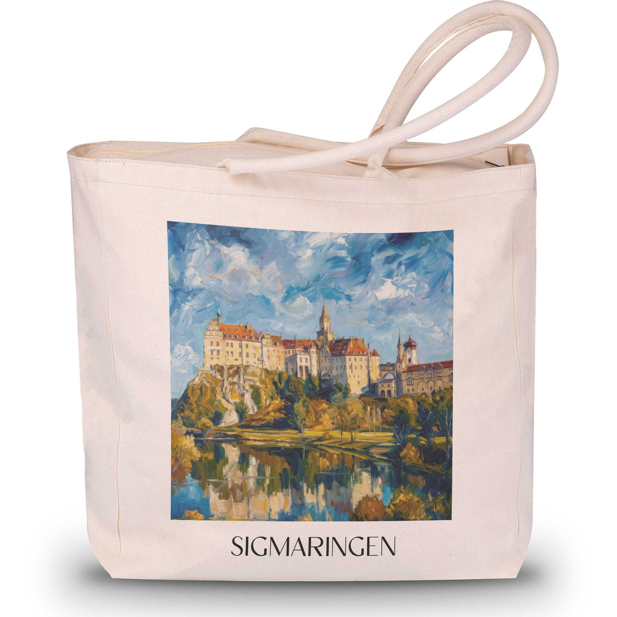 Sigmaringen Shopping Tasche - Schwäbische Alb - Deutschland Tote Bag - Einkaufstasche im Ölgemälde Stil - favplace