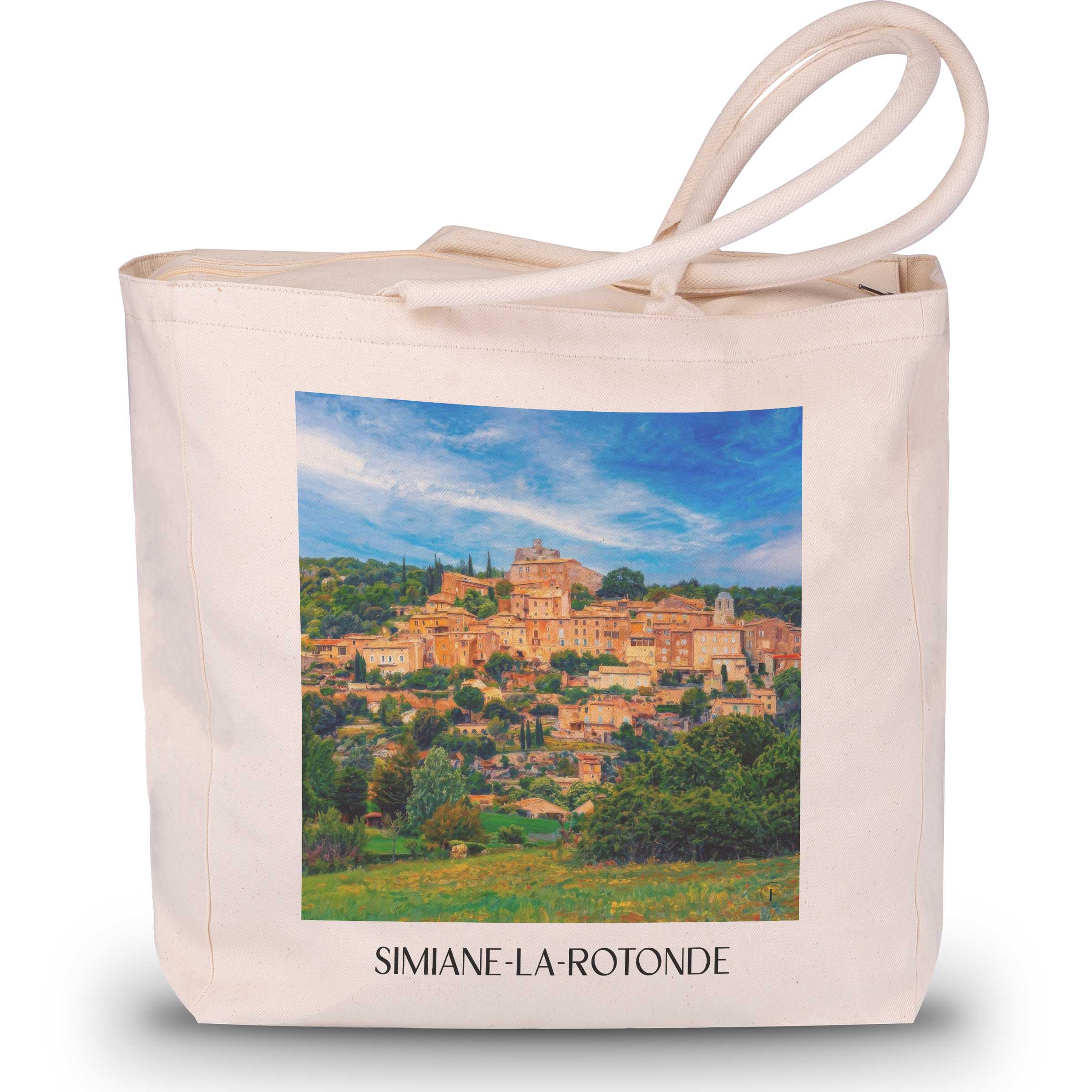 simiane-la-rotonde-provence-frankreich-einkaufstasche-oil-painting-oelgemaelde