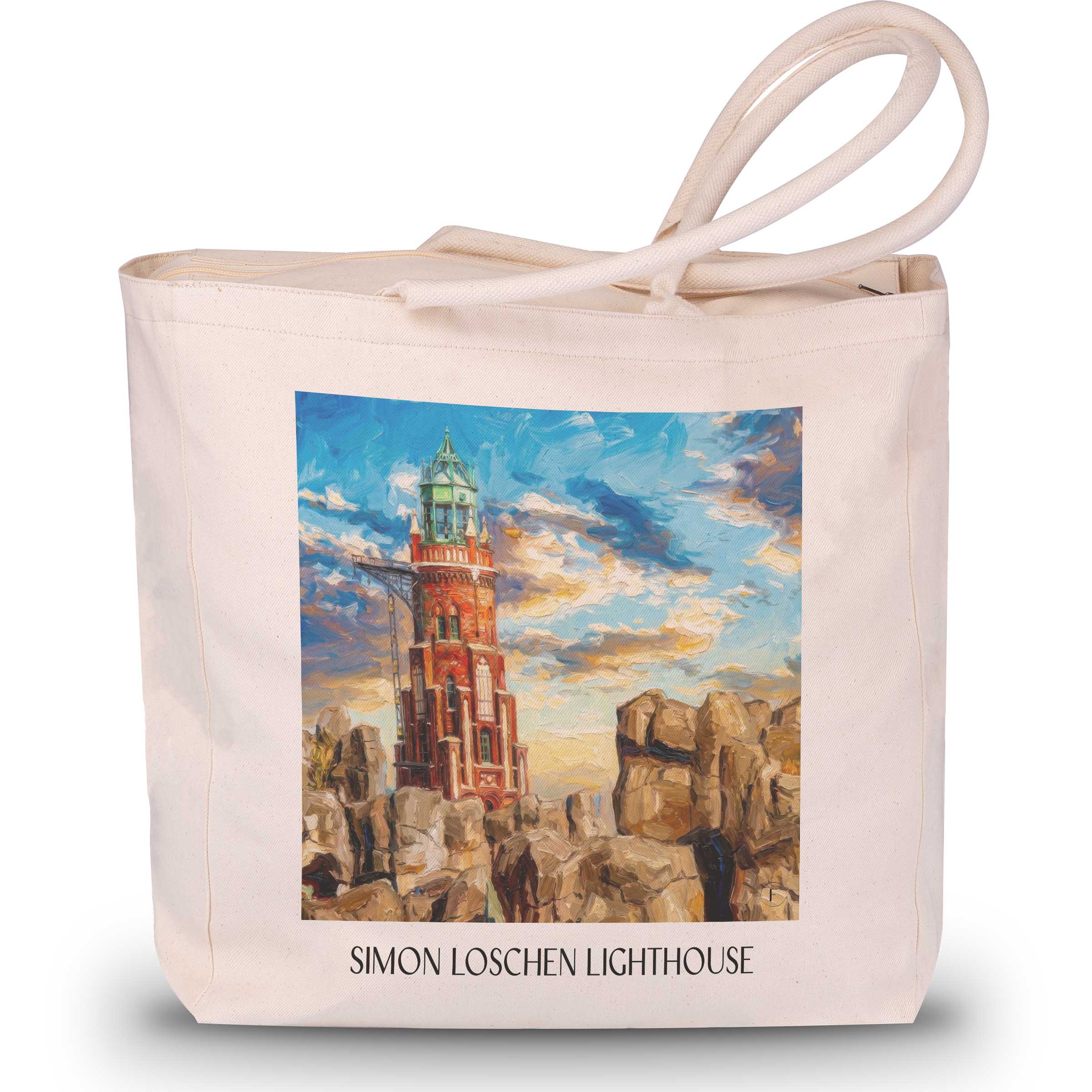Simon-Loschen-Leuchtturm Shopping Tasche - Bremerhaven - Deutschland Tote Bag - Einkaufstasche im Ölgemälde Stil - favplace