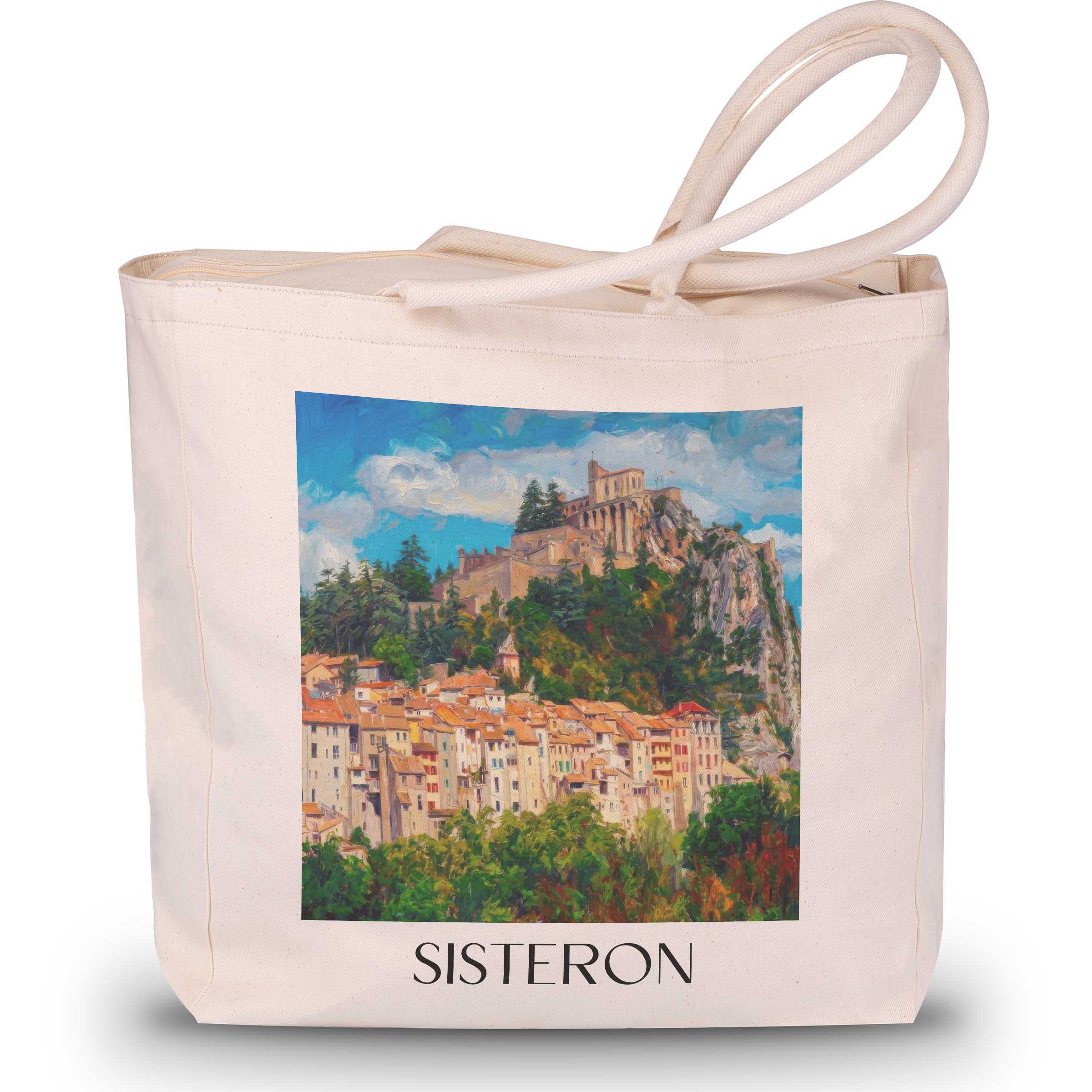 Sisteron Shopping Tasche - Provence - Frankreich Tote Bag - Einkaufstasche im Ölgemälde Stil - favplace