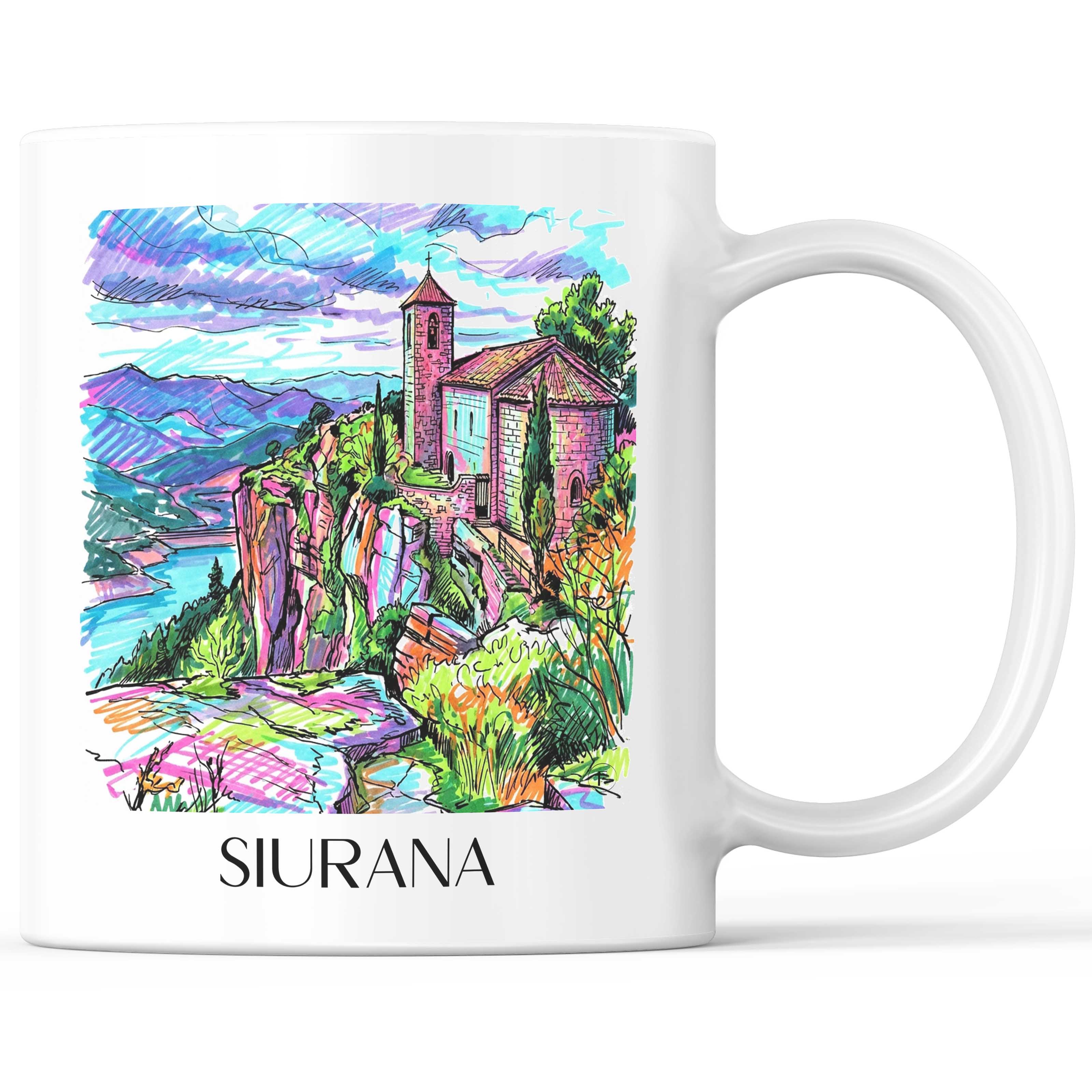 Siurana Kaffeebecher - Spanien - Spanien und Spanien Becher - Kaffeetasse im Tag Graffiti Stil - favplace