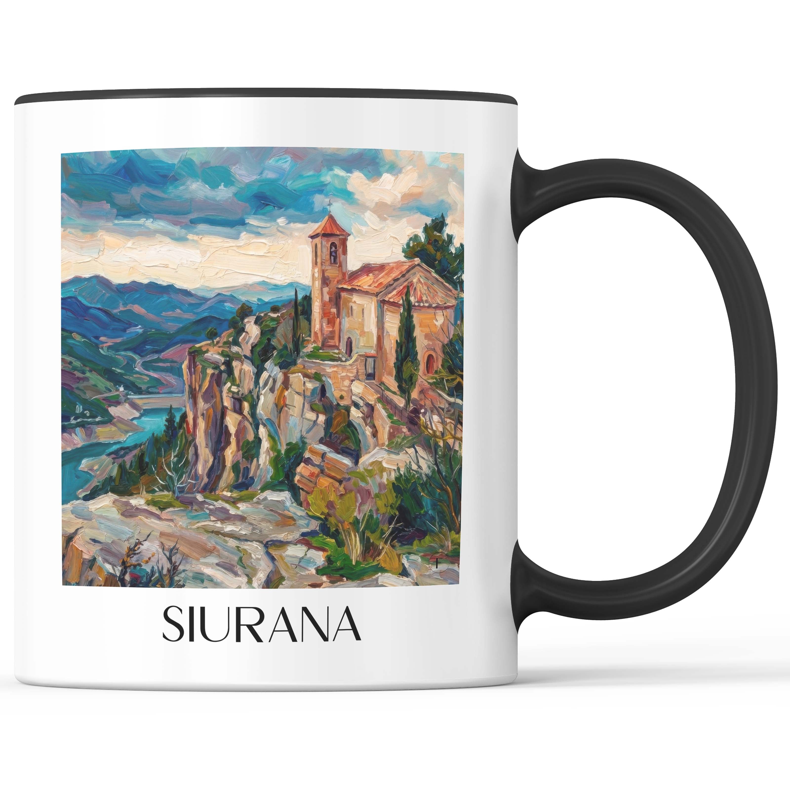 Siurana Kaffeebecher - Spanien - Spanien und Spanien Becher - Kaffeetasse im Ölgemälde Stil - favplace