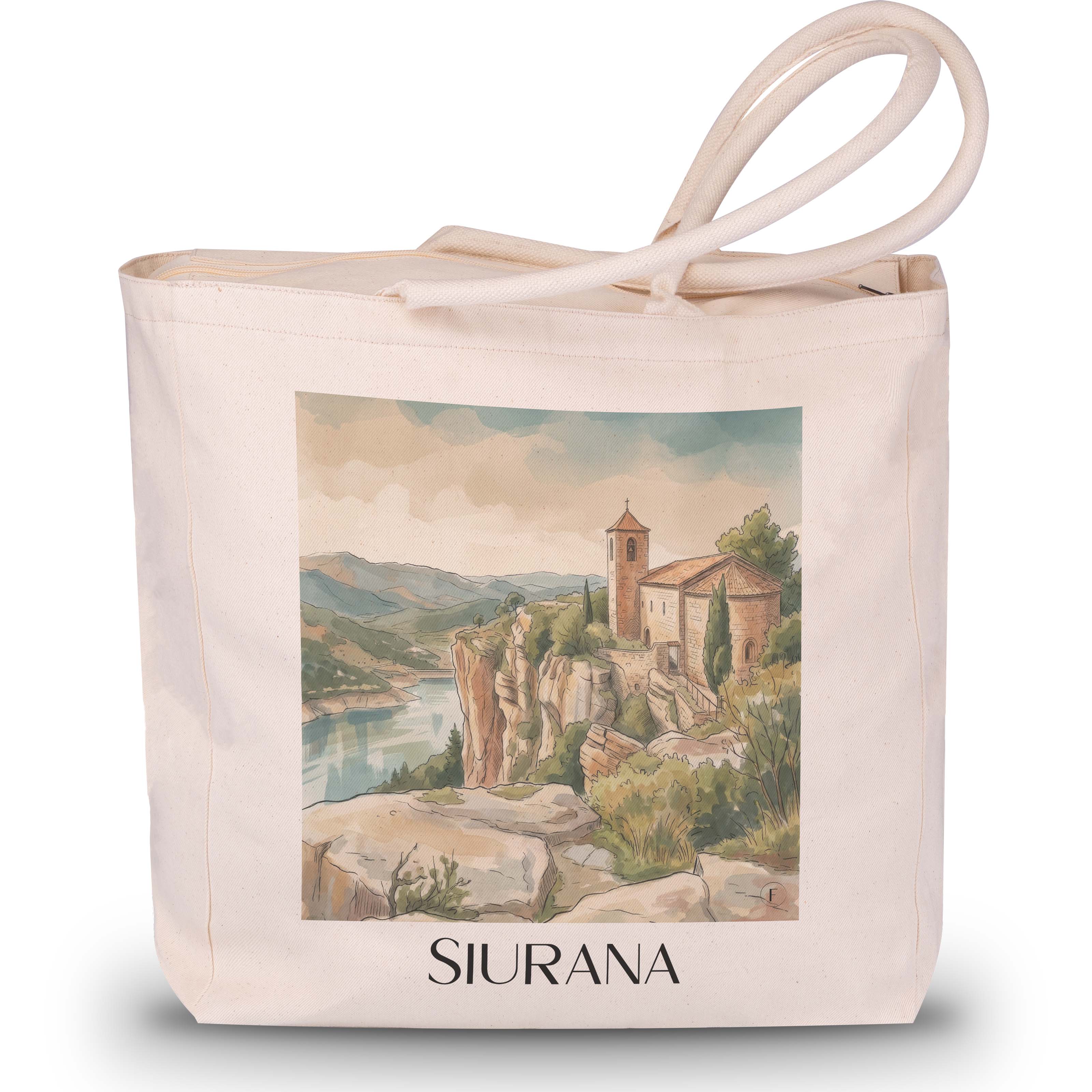 Siurana Shopping Tasche - Spanien - Spanien Tote Bag - Einkaufstasche im Aquarell Stil - favplace