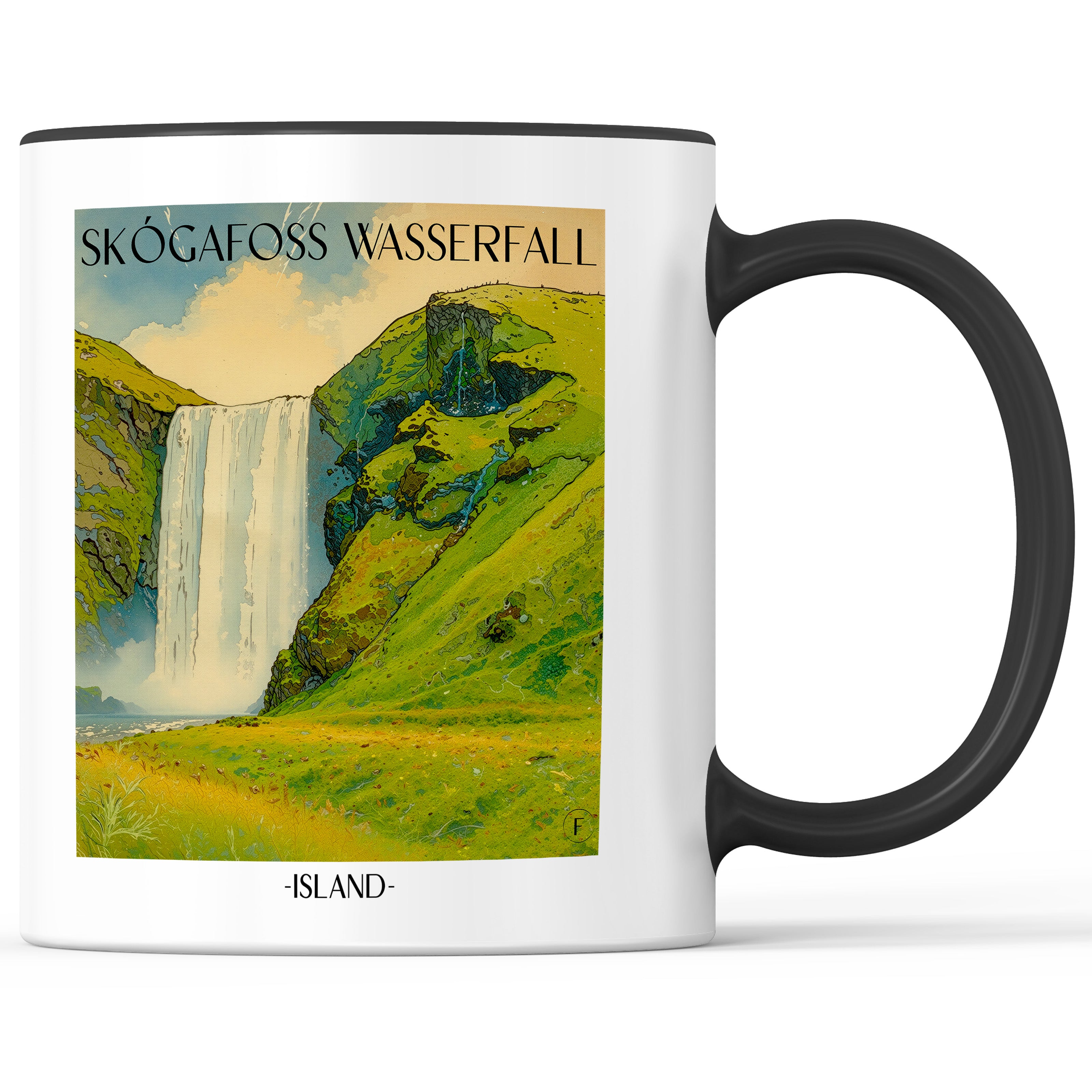 skógafoss-wasserfall-island-island-einkaufstasche-aquarell
