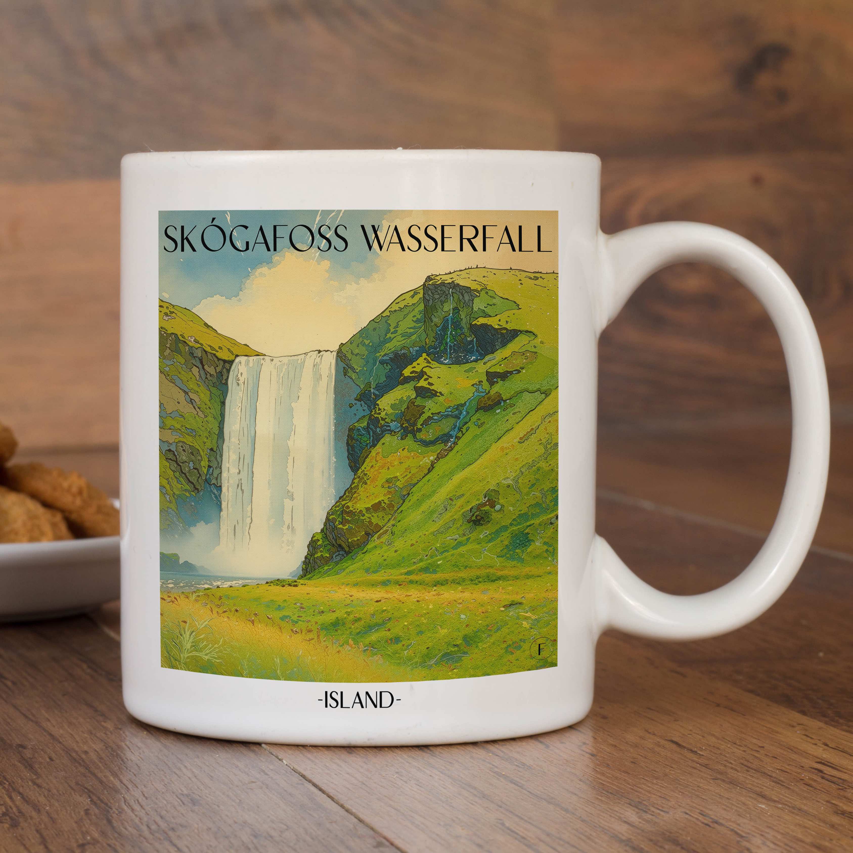 skógafoss-wasserfall-island-island-einkaufstasche-aquarell