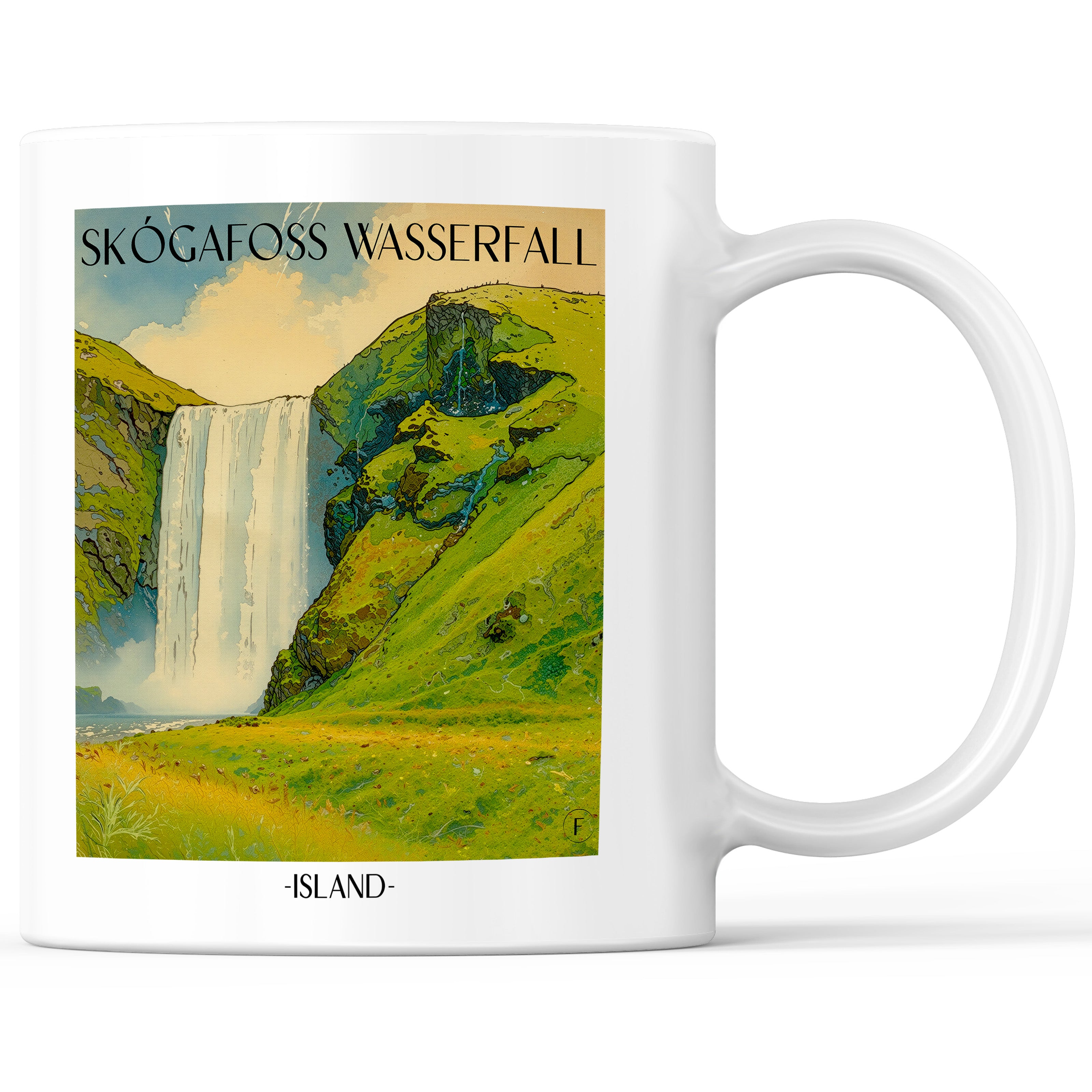 skógafoss-wasserfall-island-island-einkaufstasche-aquarell