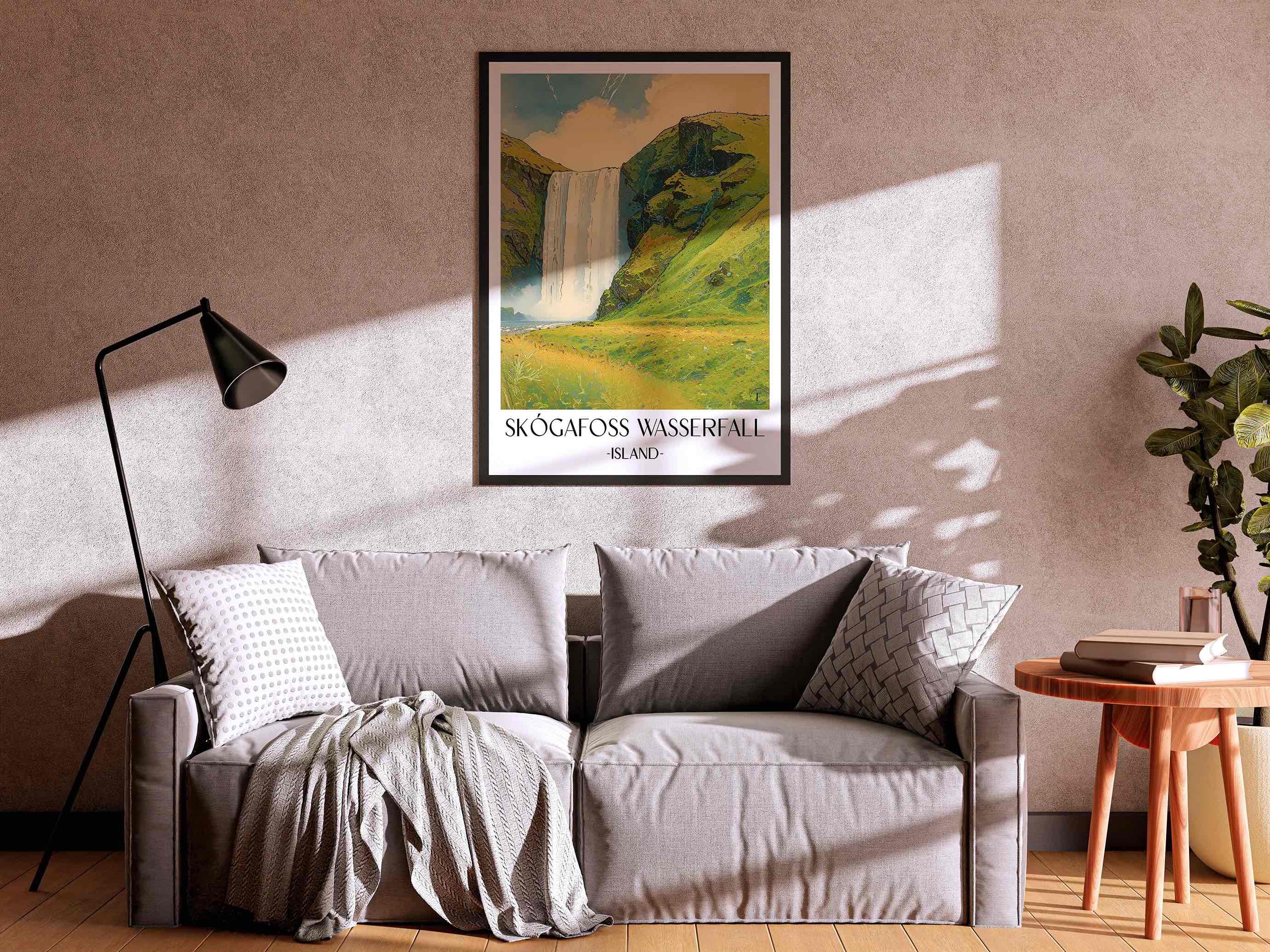 skógafoss-wasserfall-island-island-poster-aquarell