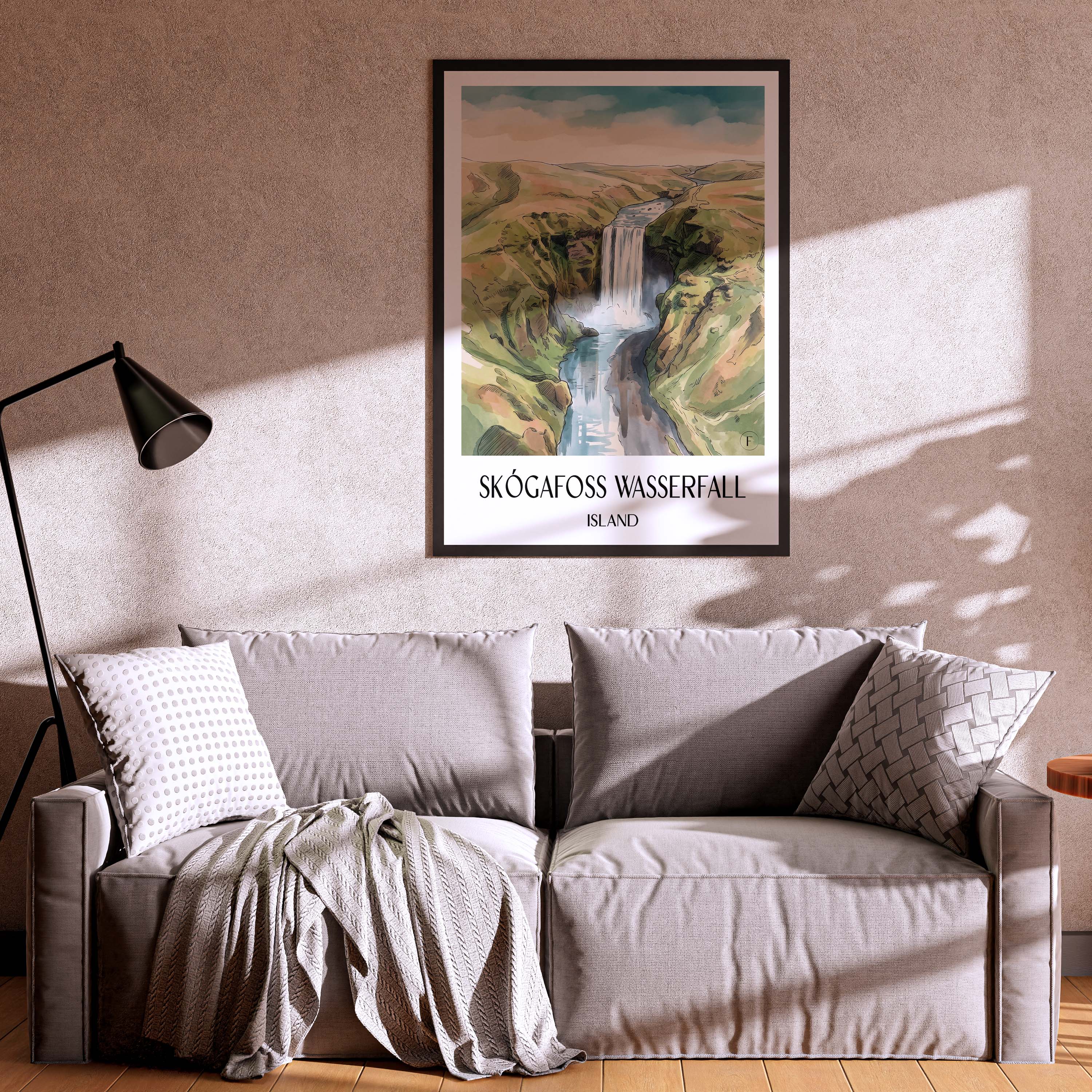 skógafoss-wasserfall-island-island-poster-aquarell