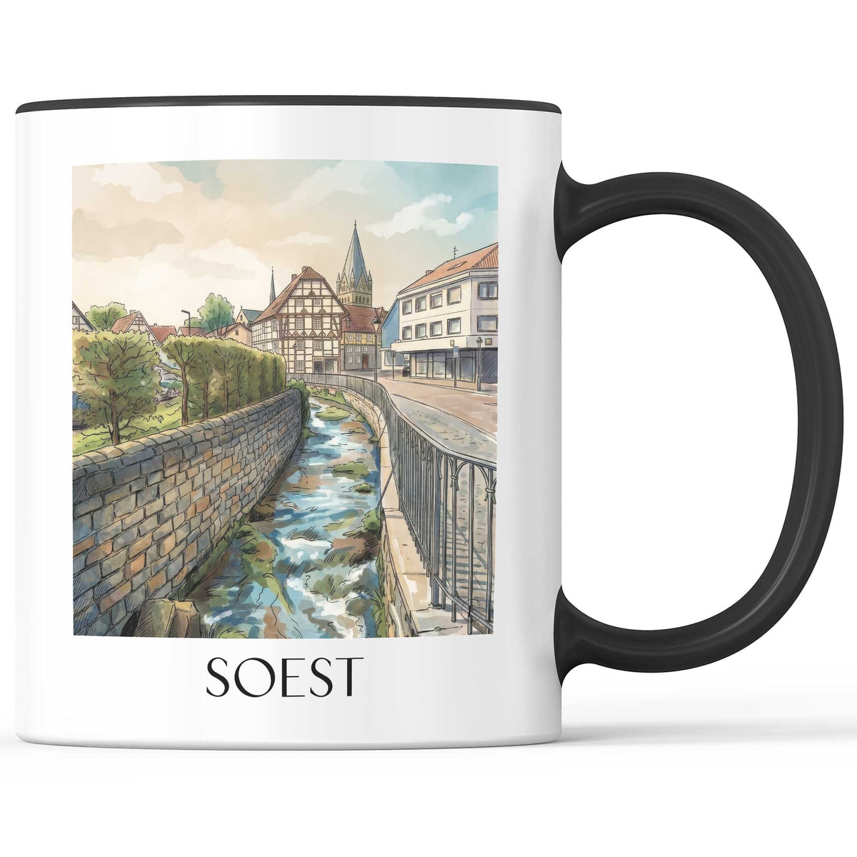 Soest Kaffeebecher - Westfalen - Deutschland Becher - Kaffeetasse im Aquarell Stil - favplace