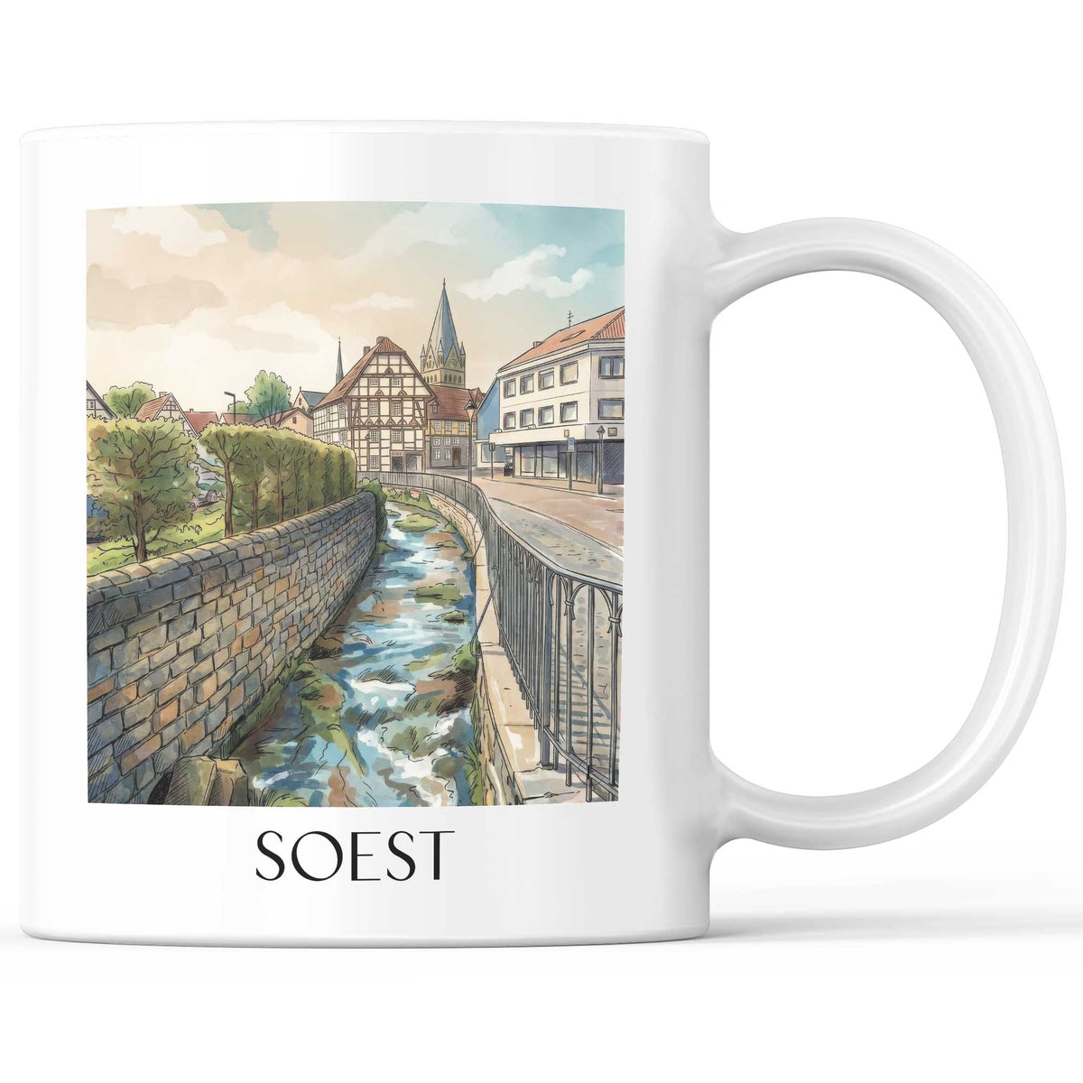 Soest Kaffeebecher - Westfalen - Deutschland Becher - Kaffeetasse im Aquarell Stil - favplace