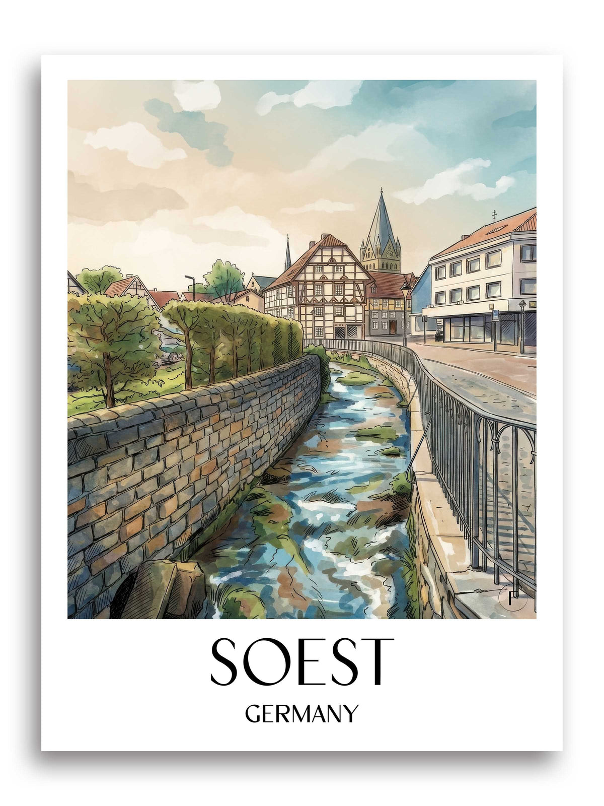 Soest Poster - Westfalen - Deutschland Kunstdruck - Aquarell von A4 bis A1 - favplace