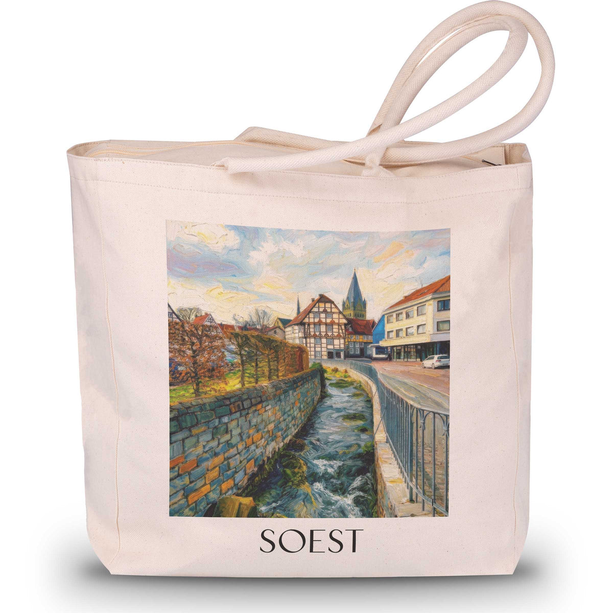Soest Shopping Tasche - Westfalen - Deutschland Tote Bag - Einkaufstasche im Ölgemälde Stil - favplace