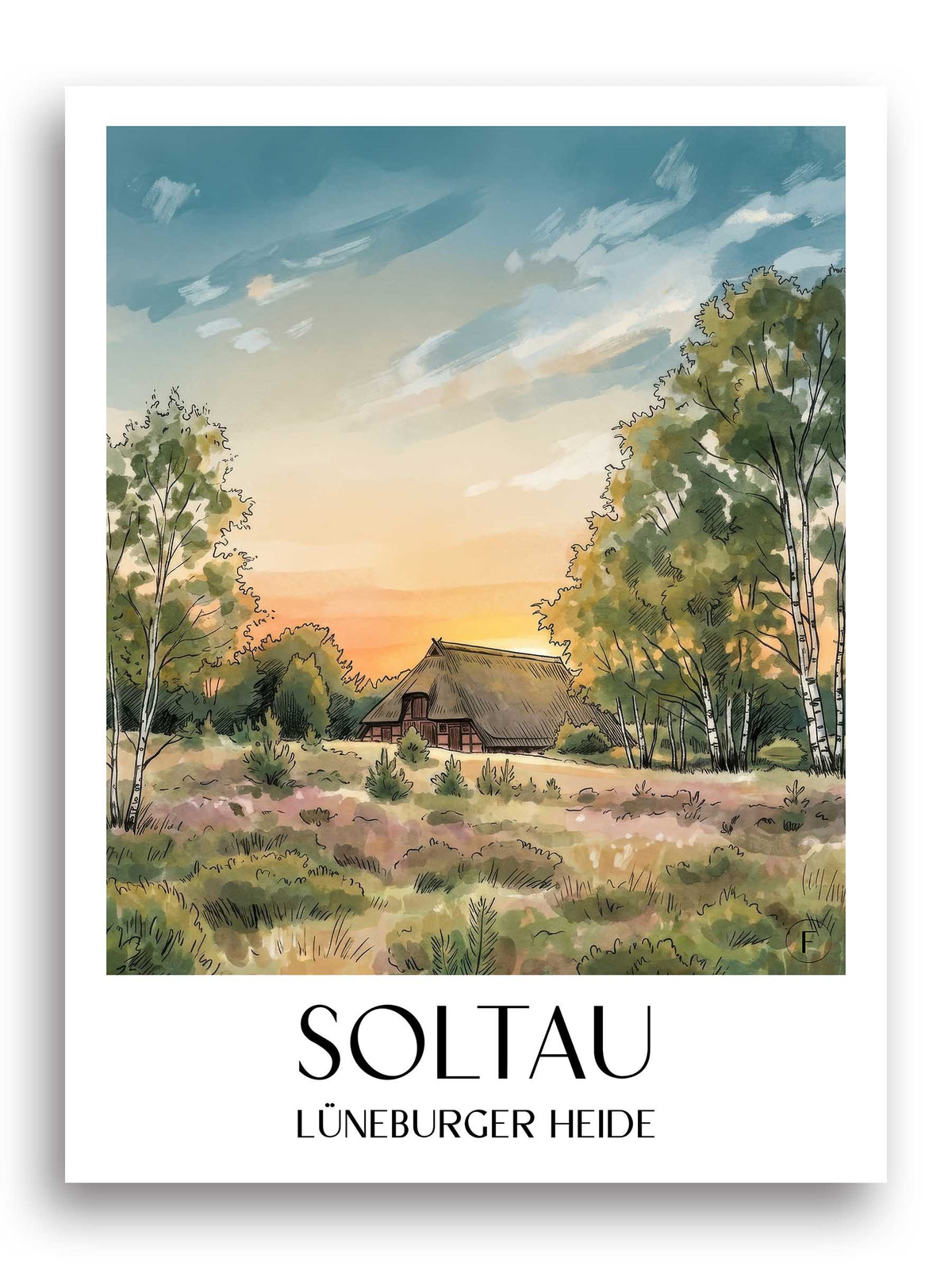 soltau-lüneburger-heide-deutschland-poster-aquarell
